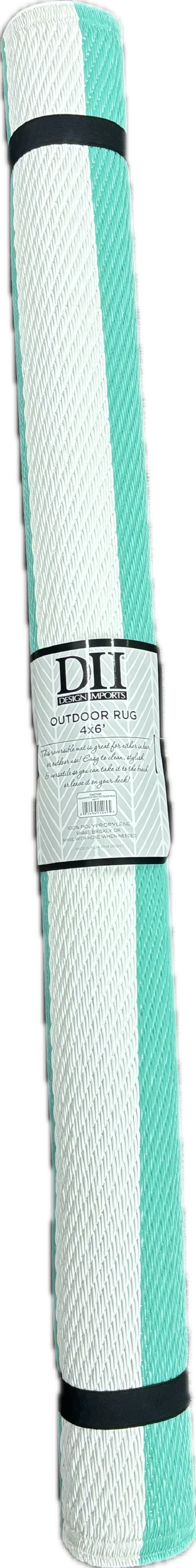 4X6 FT AQUA/WHITE STRIPE OUTDOOR RUG