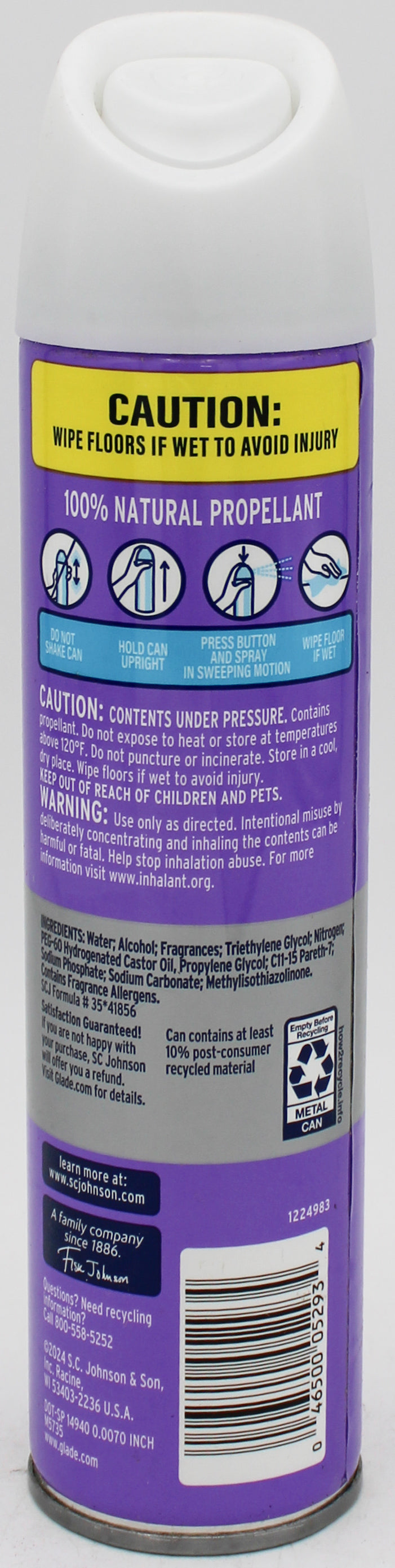 SP GLADE AIR FRESHENER TRANQUIL LAVENDER & ALOE 8oz