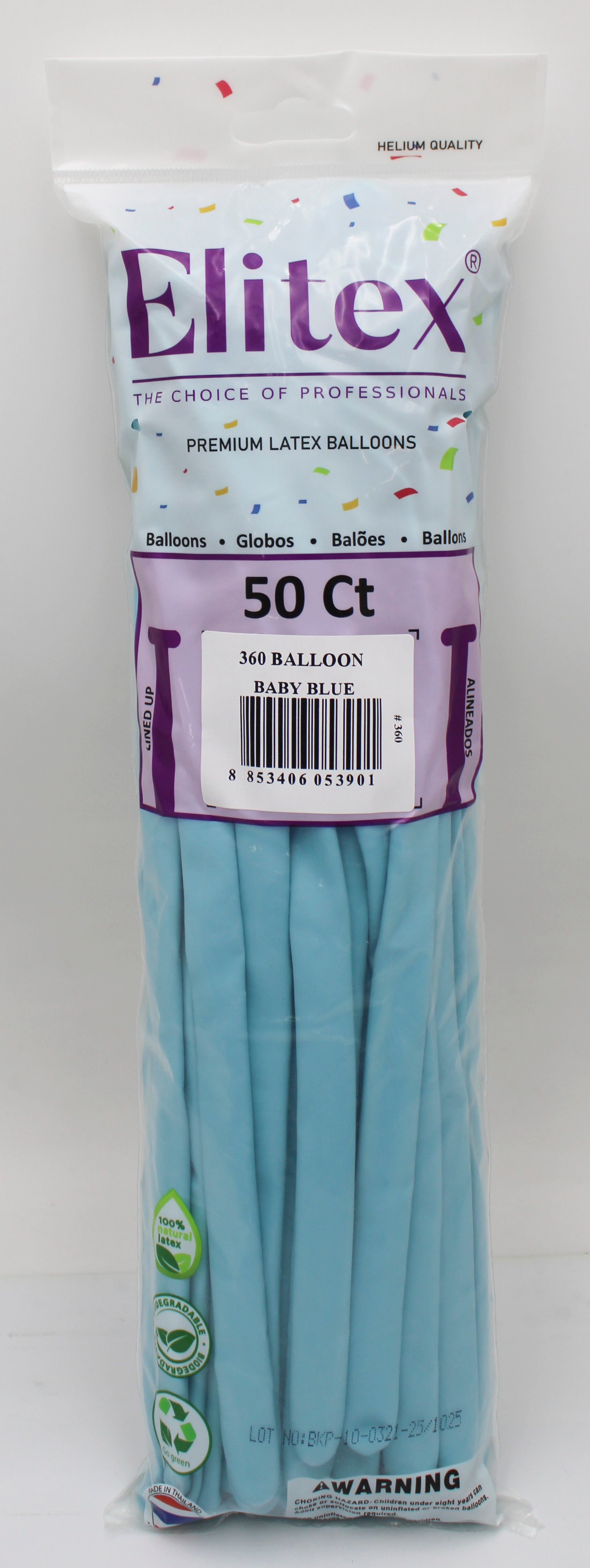 ELITEX 360" PASTEL BABY BLUE MODELLING BALLOON, 50 PACK