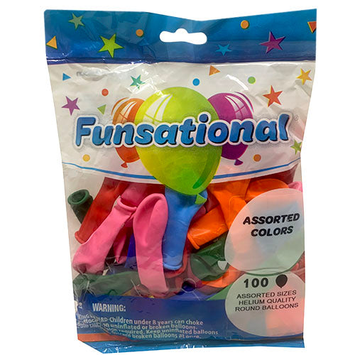 HELIUM BALLOONS 100CT-ASST SZ/COLR