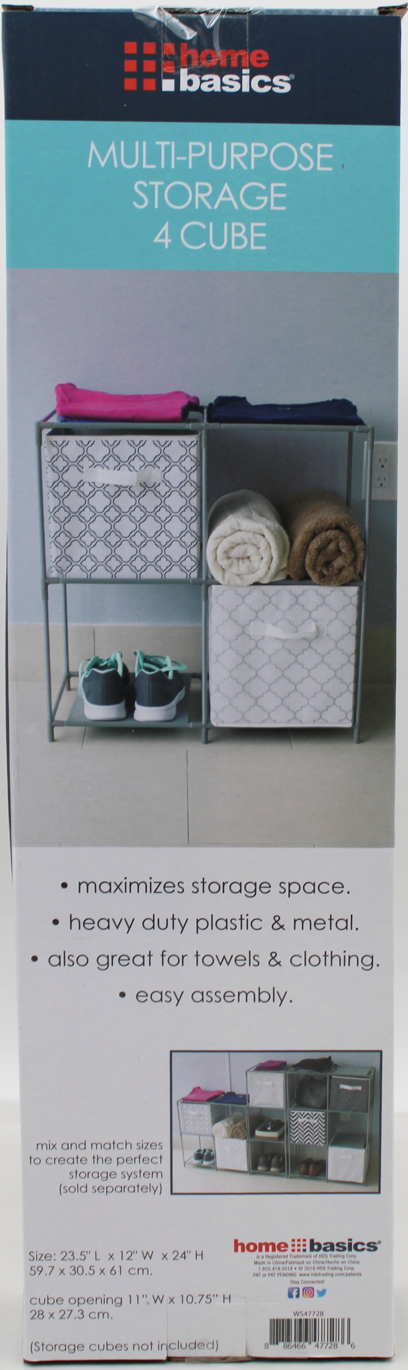 Multipurpose 4-Cube Storage System Grey