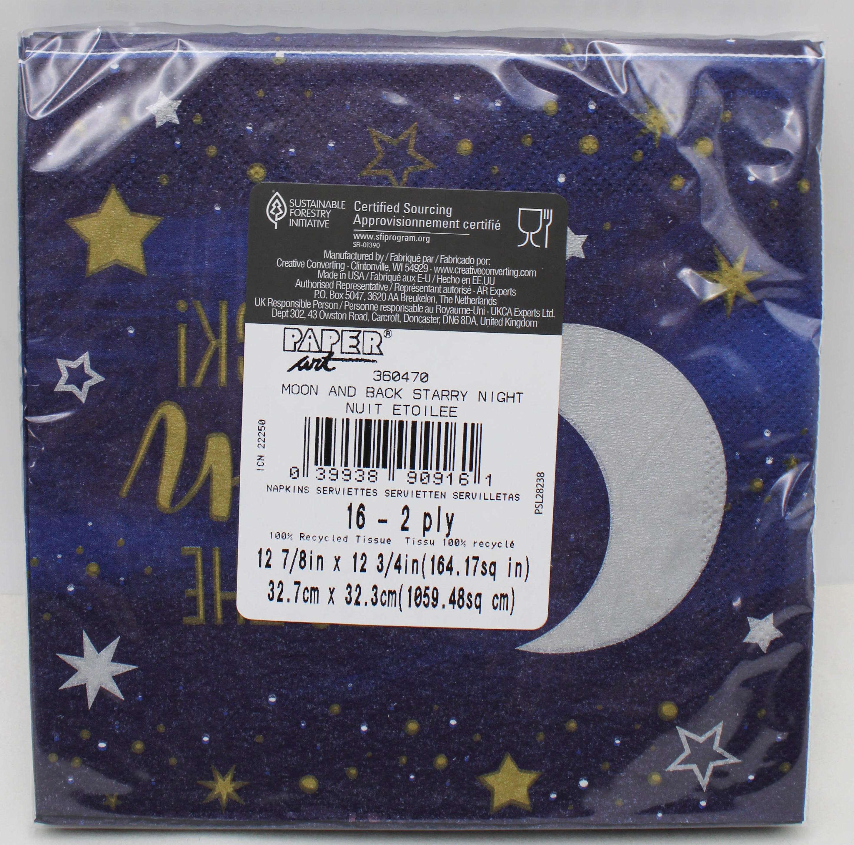 NAPKIN LUNCH 16CT 2P MOON AND BACK STARRY NIGHT