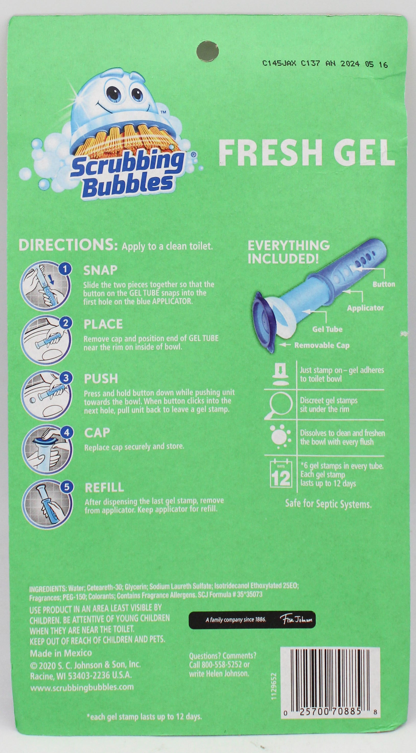SP SCRUB.BUB GEL DISPENSER W/24 STAMPS