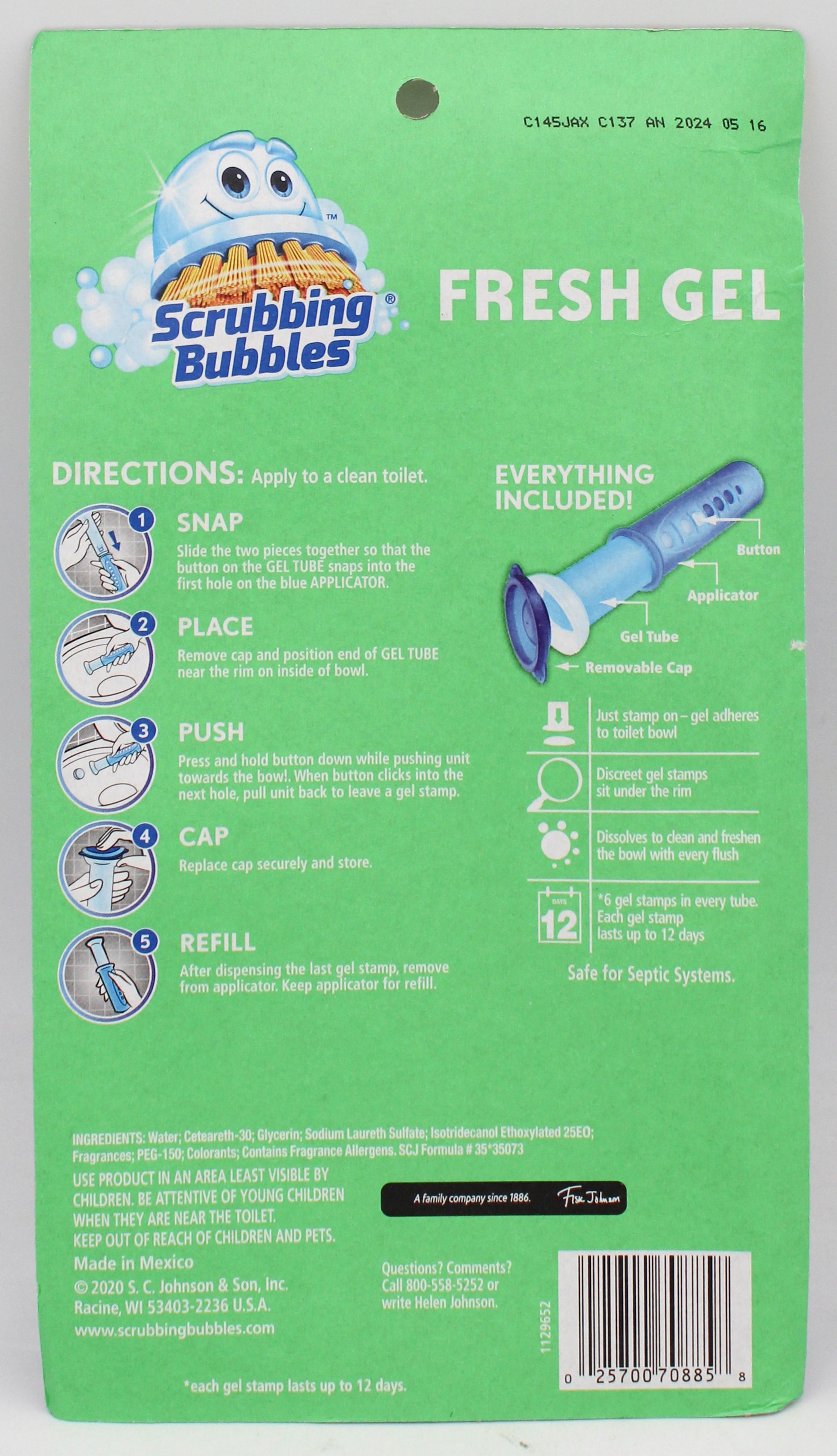 SP SCRUB.BUB GEL DISPENSER W/24 STAMPS