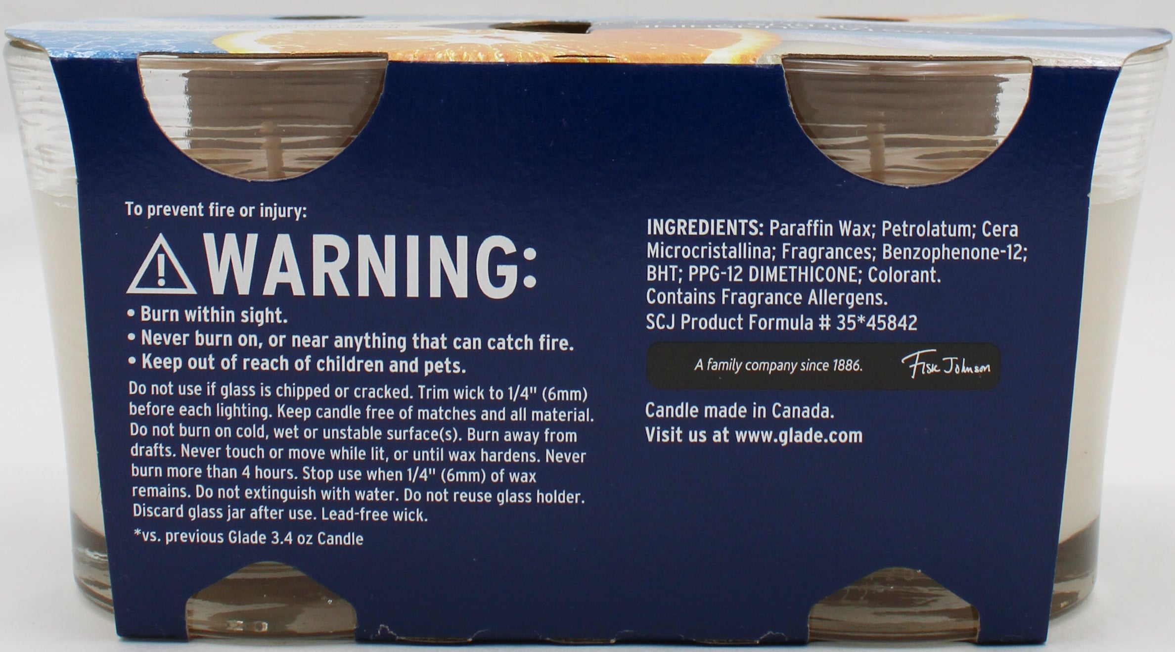 Glade Candle Coastal Sunshine Citrus 2 x 4.08oz