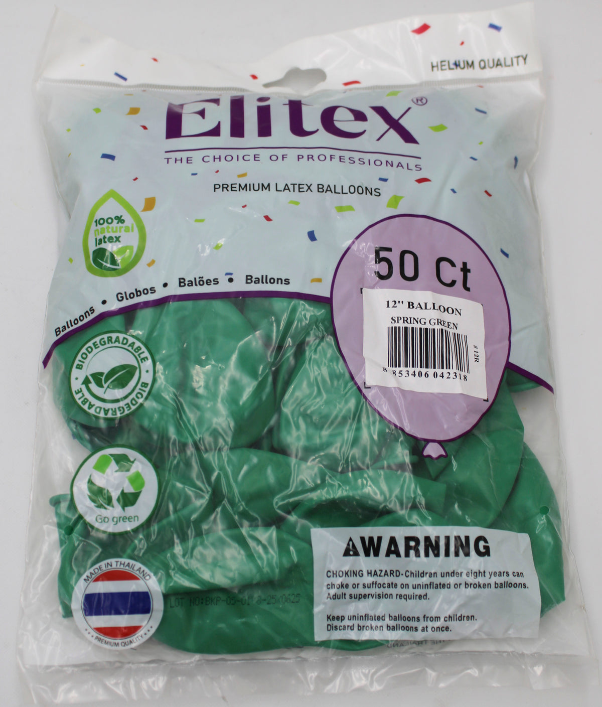 ELITEX 12" SPRING GREEN ROUND BALLOON, 50 PACK