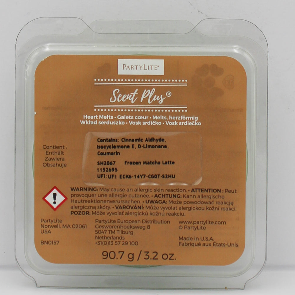 PARTYLITE FROZEN MATCHA LATTE SCENT PLUS HEART MELTS 3.2oz