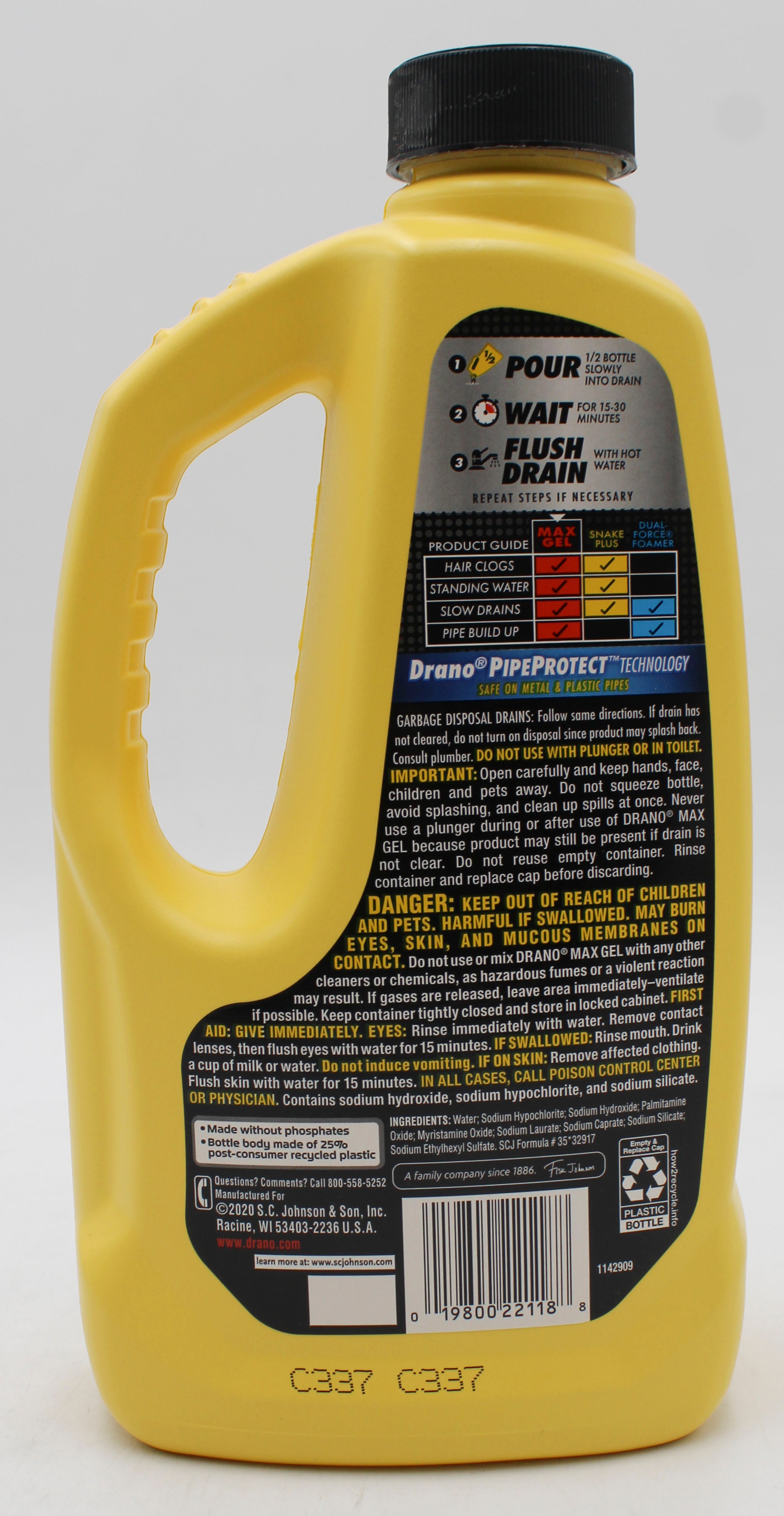 DRANO MAX GEL CLOG REMOVER 42floz US