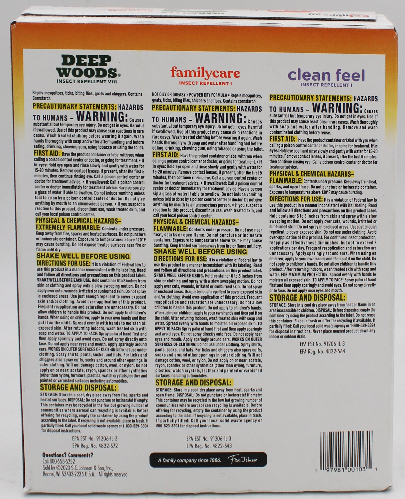SP PEST2025 OFF CLEAN FEEL/DEEP WOODS/FAMILY CARE 3CT 2.5oz PRISTINE