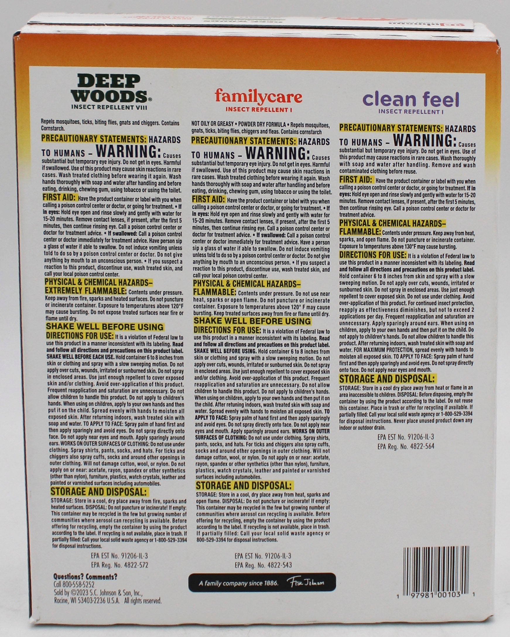 SP PEST2025 OFF CLEAN FEEL/DEEP WOODS/FAMILY CARE 3CT 2.5oz PRISTINE