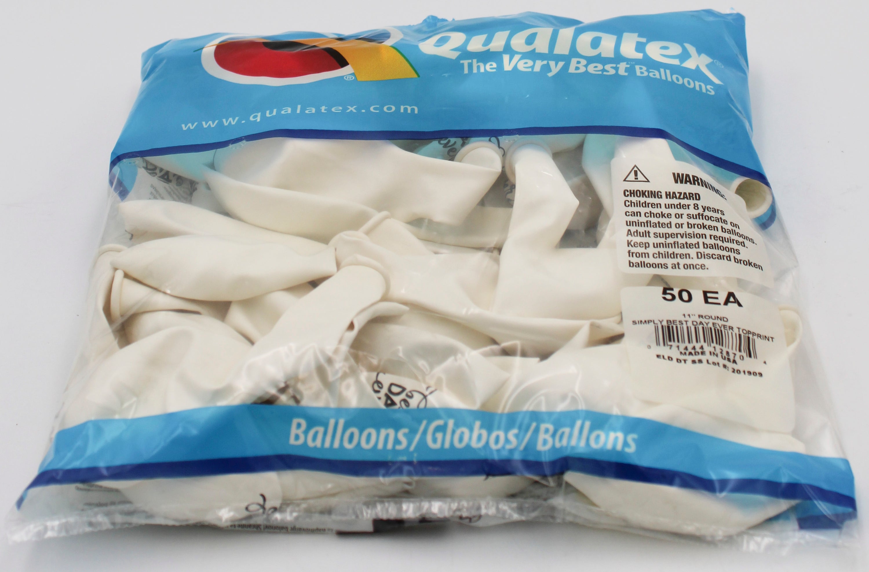 11" ROUND QX LATEX BALLOON WHITE 50CT SIMPLY BEST DAY EVER TOPPRINT