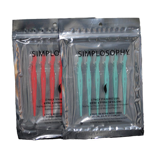 DONNAMAX SIMPLOSOPHY PRECISION BIKINI AND EYEBROW RAZORS 6PK ASST COLORS NI