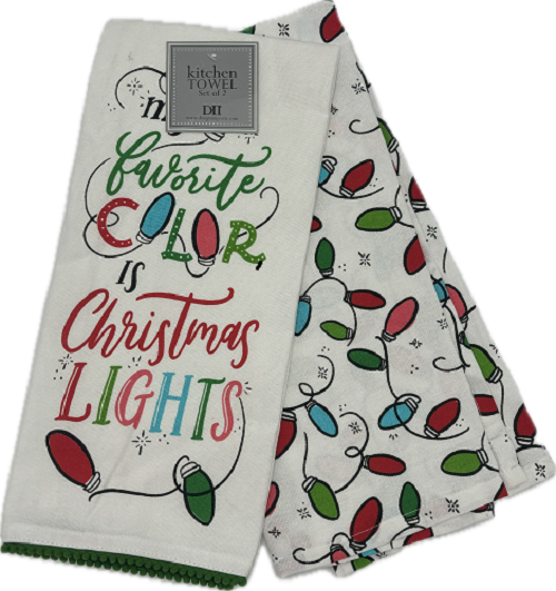 CHRISTMAS LIGHTS DISHTOWEL SET 2CT