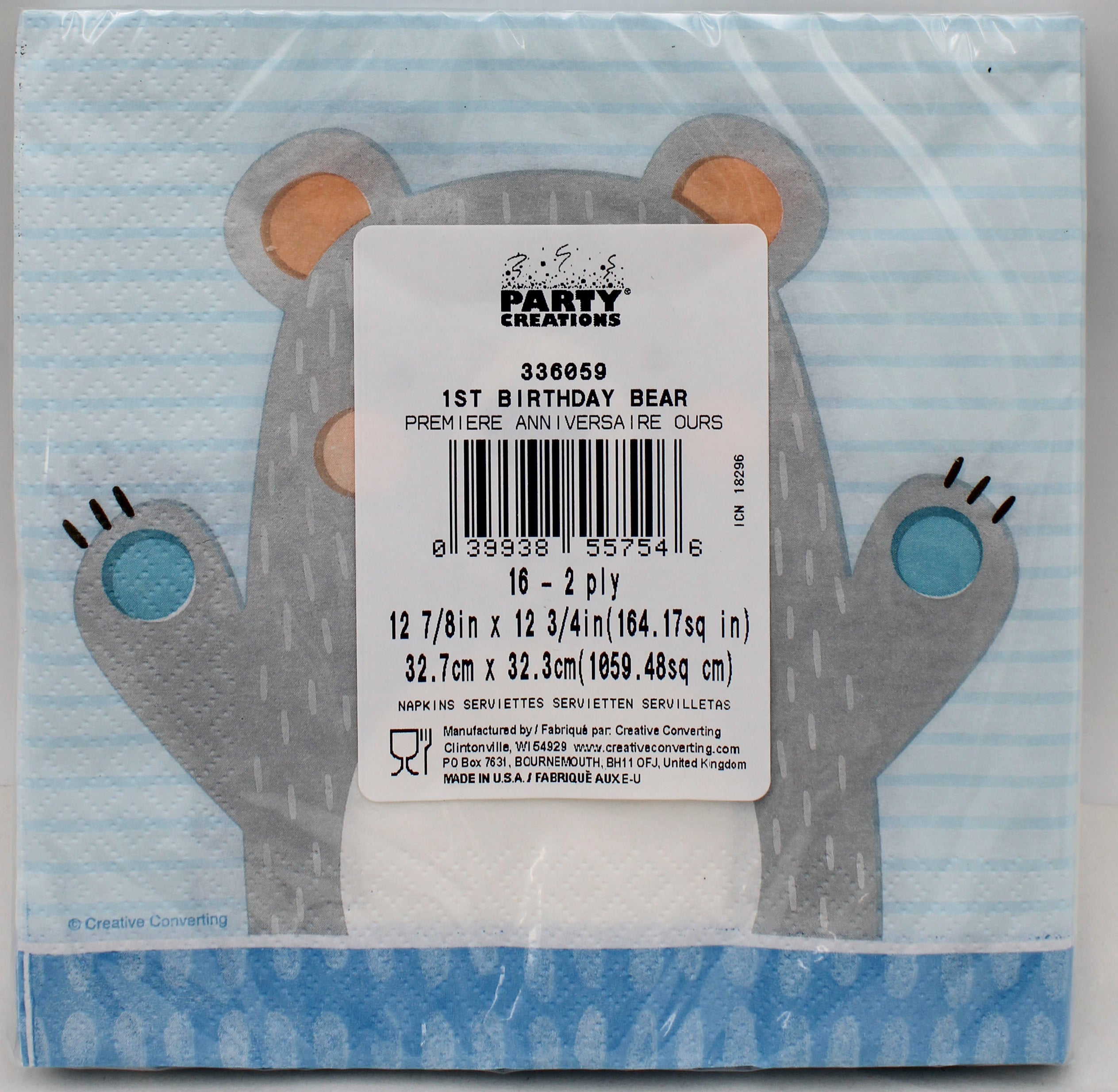 NAPKIN LUNCH 16CT 2P 1ST BIRTHDAY BEAR BFK