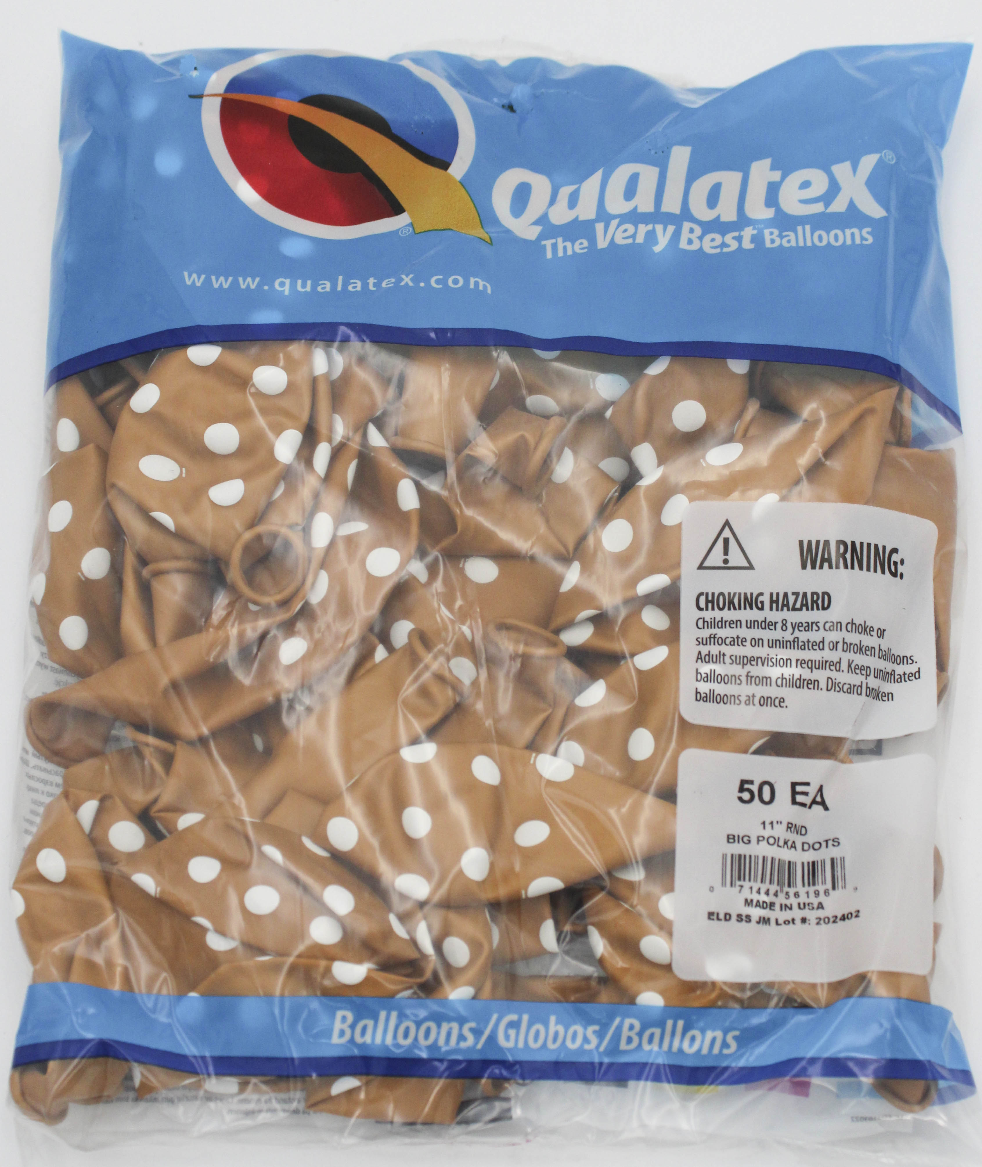 11" ROUND QX LATEX BALLOON GOLD 50CT BIG POLKA DOTS