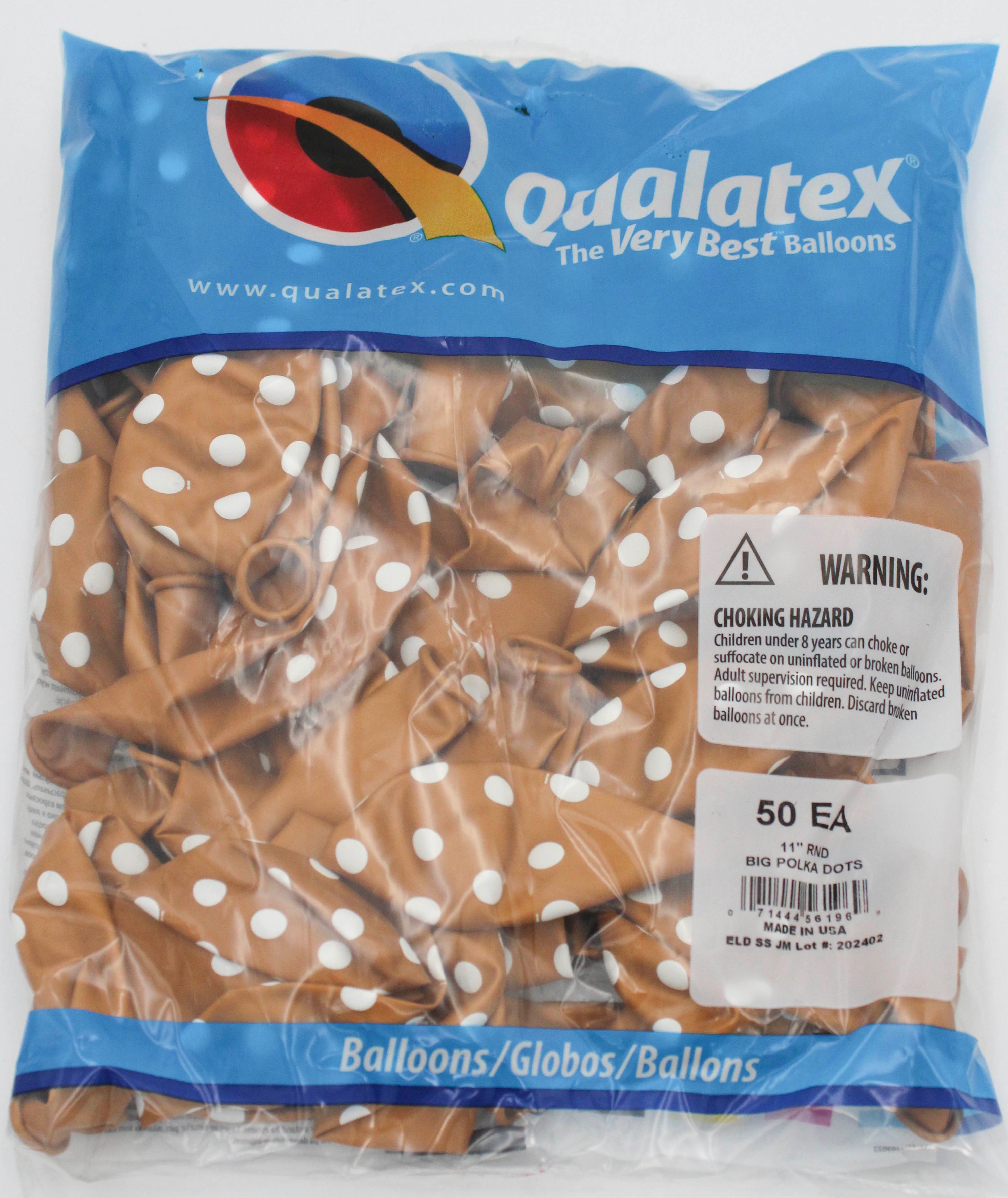 11" ROUND QX LATEX BALLOON GOLD 50CT BIG POLKA DOTS