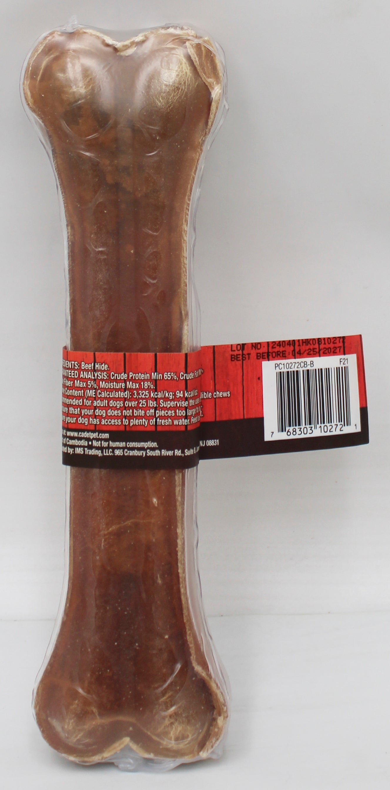 CADET PRESSED BEEF HIDE (RAWHIDE) BONE 8" BB 4/1/2027