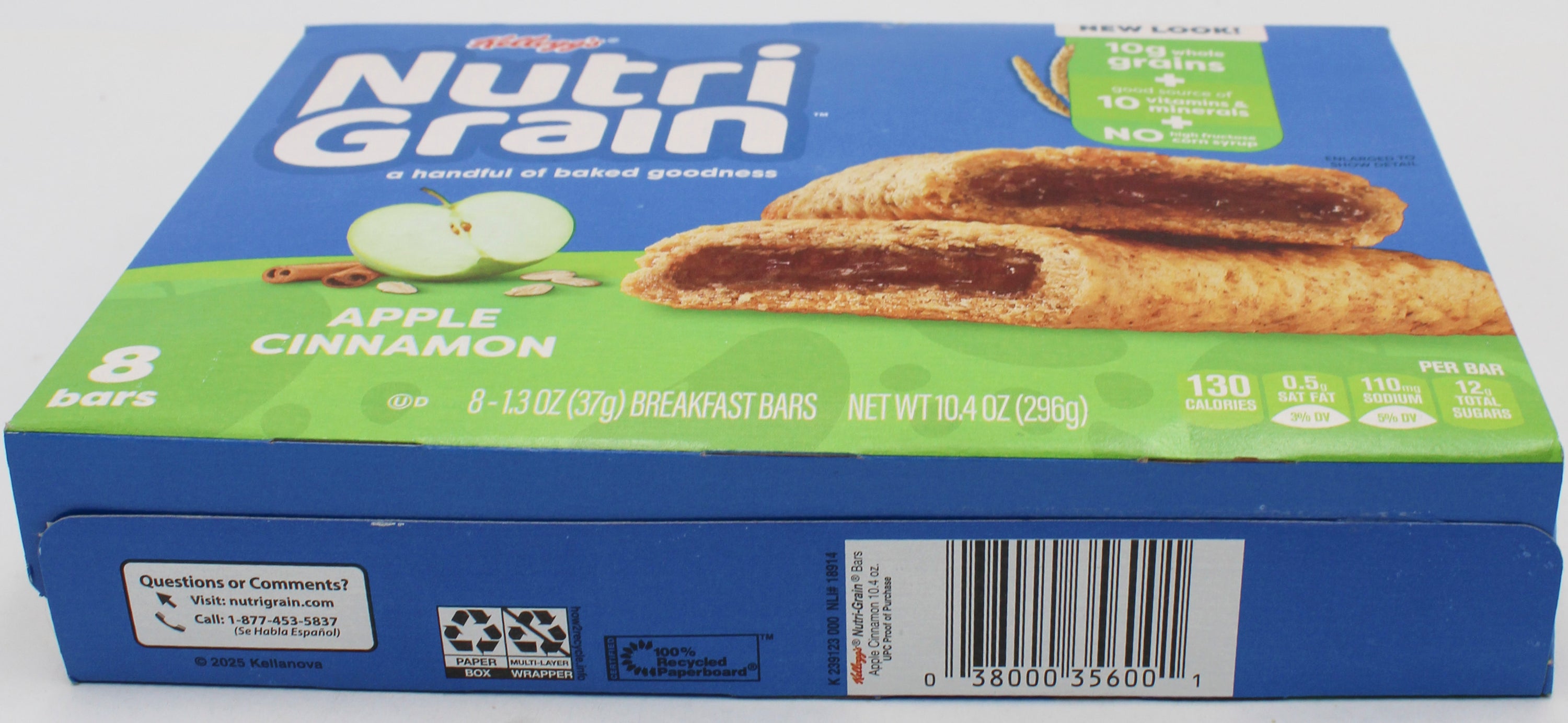 NUTRI-GRAIN APPLE CINNAMON BAR 8ct 10.4 Oz NI BB 8/12/26