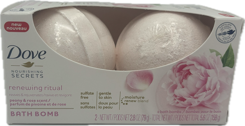 DOVE BATH BOMBS 2CT 2.8oz aech PEONY&ROSE
