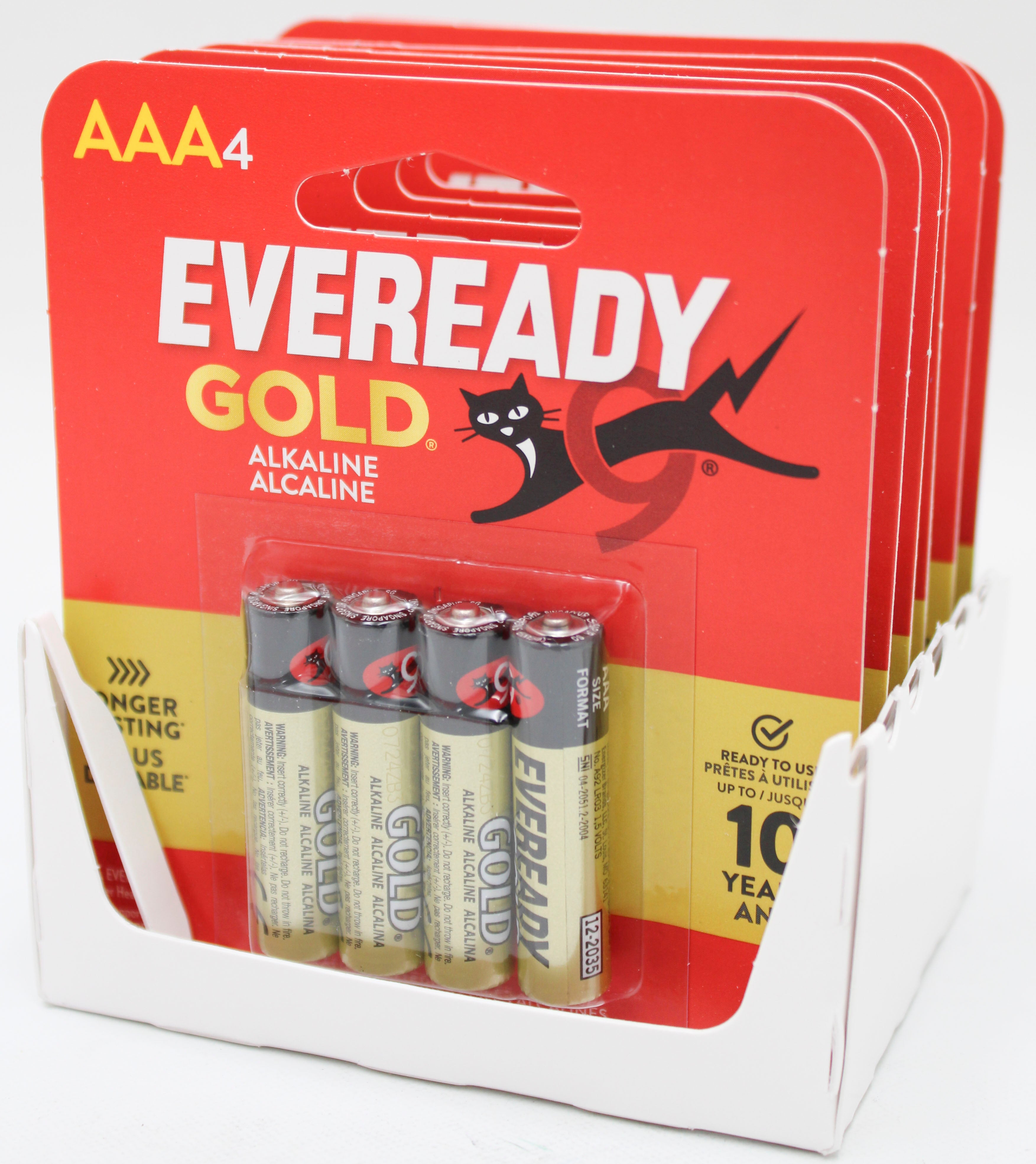 EVEREADY GOLD ALKALINE AAA BATTERIES 4 PACK BB 12/20/2035