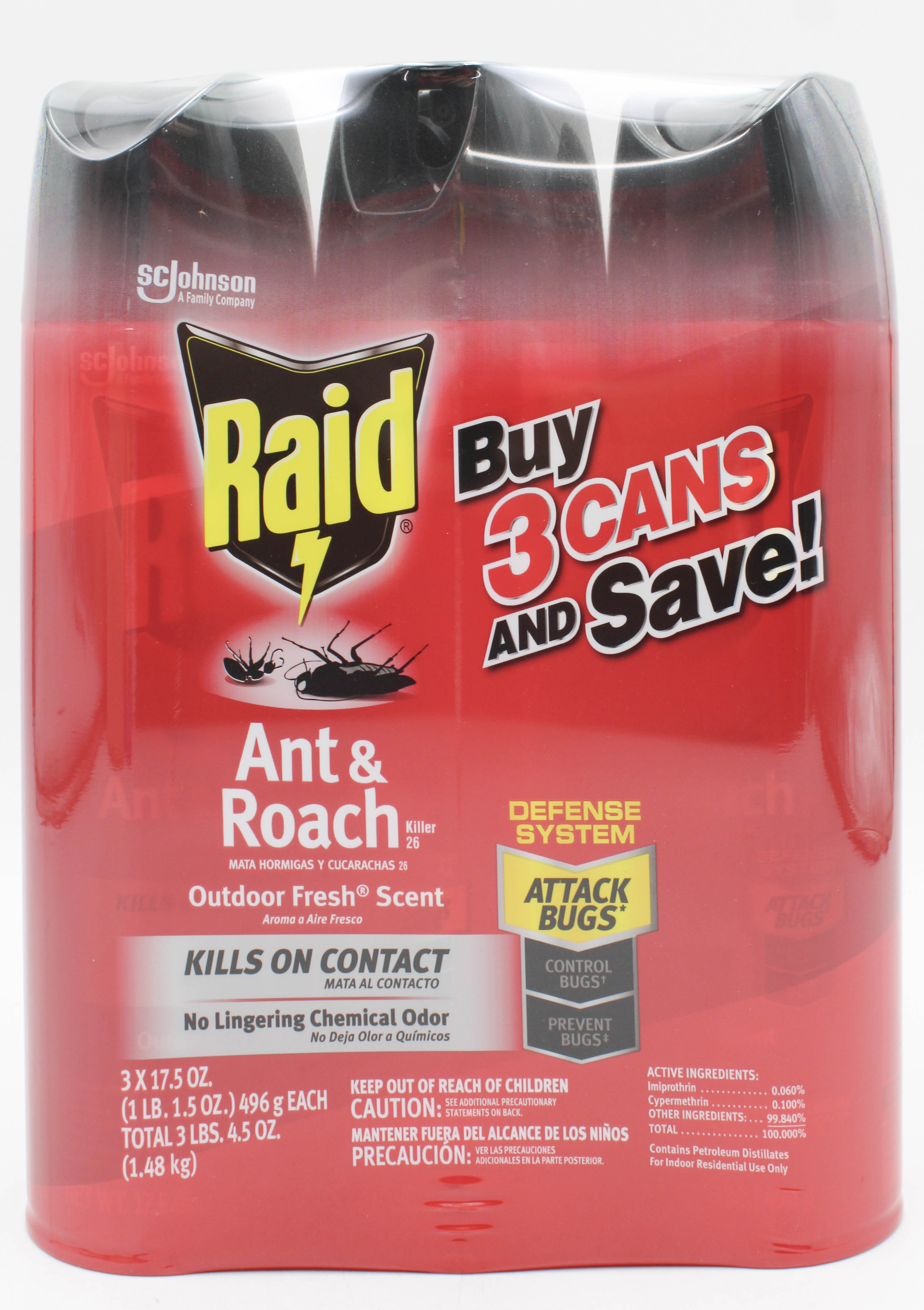 SP RAID ANT & ROACH 17.5oz 3PK-OUTDOOR FRESH SCENT