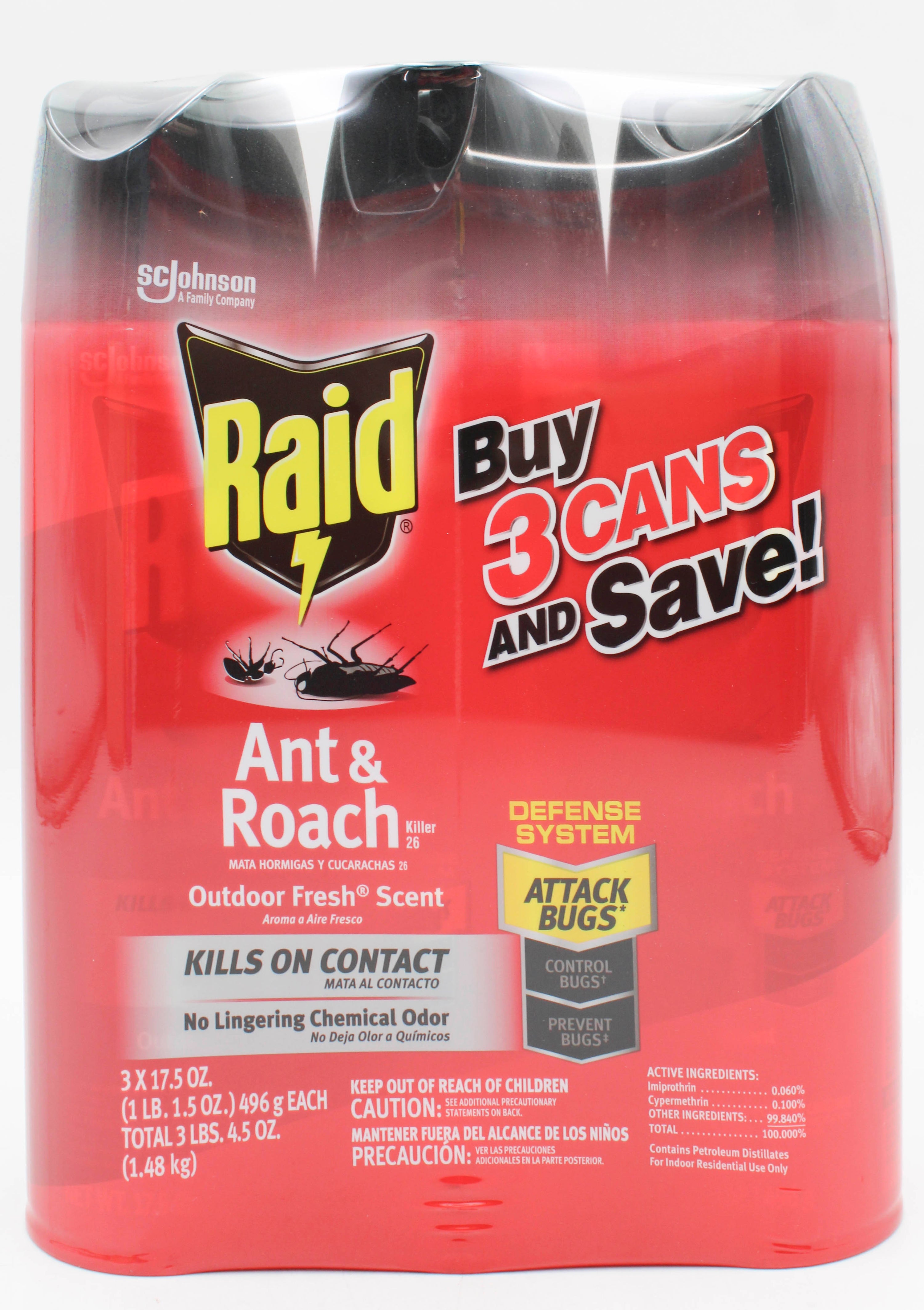 SP RAID ANT & ROACH 17.5oz 3PK-OUTDOOR FRESH SCENT
