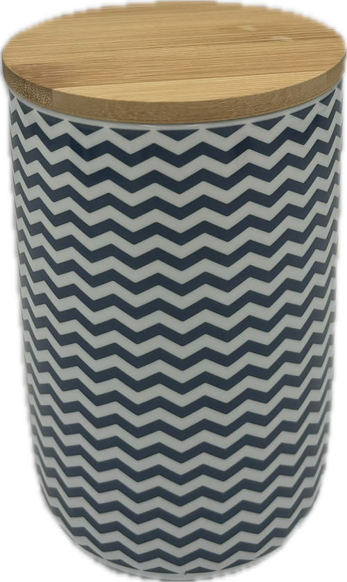 CERAMIC TREAT CANISTER - FRENCH BLUE CHEVRON*