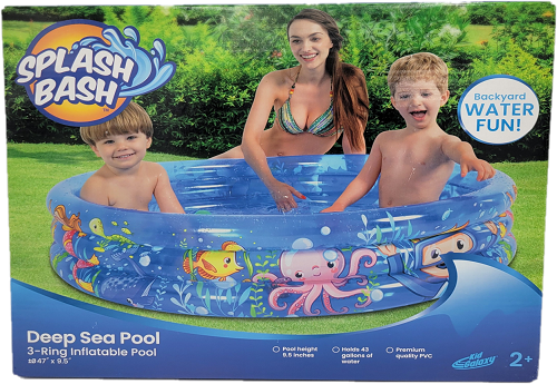 SPLASH BASH 3 RING INFLATABLE DEEP SEA POOL 47"x9.5" AGE 2+