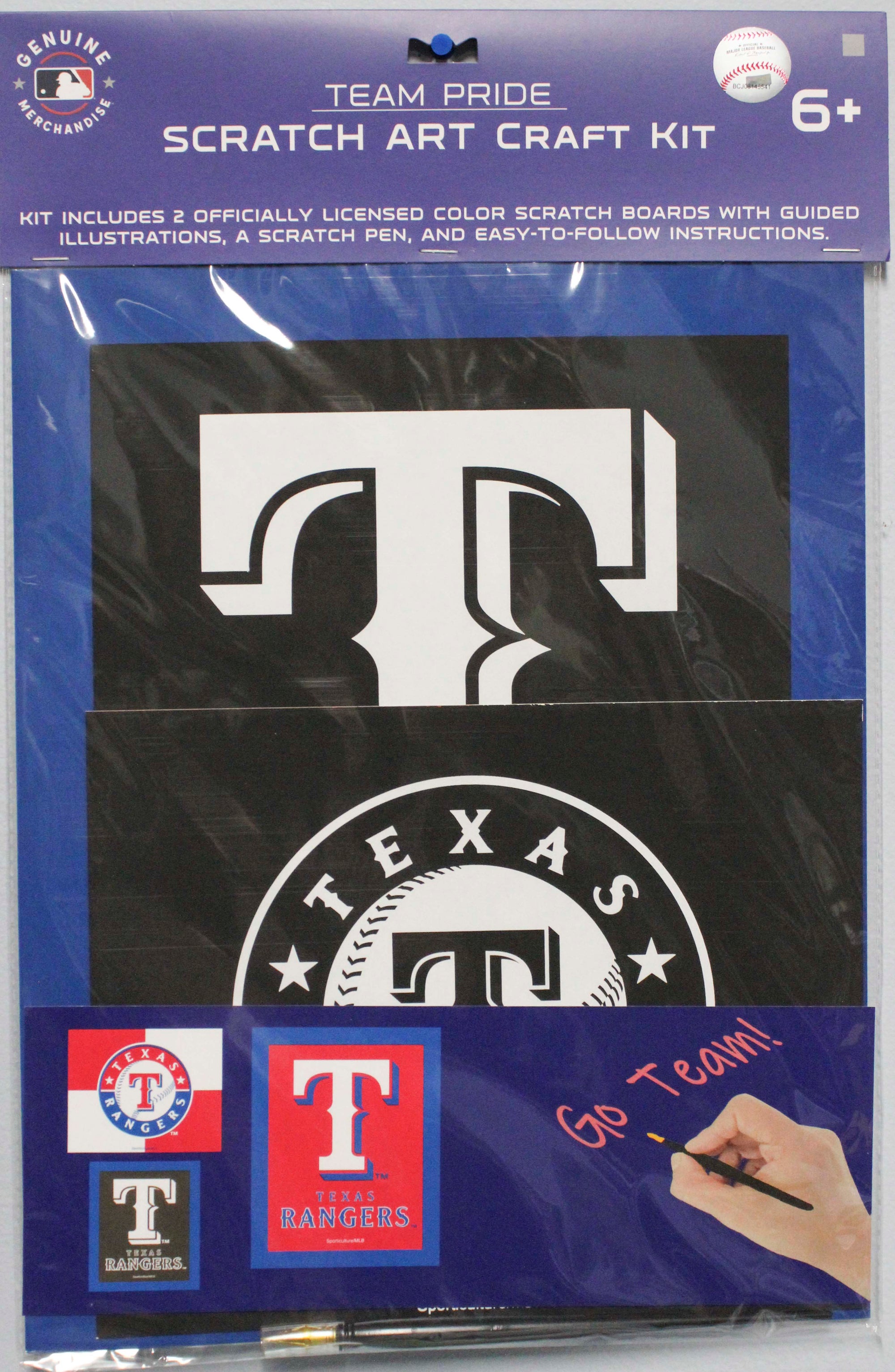 OFFICIALLY LICENSED TEXAS RANGERS SCRATCH ART CRAFT KIT