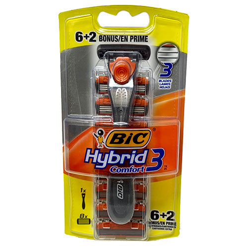 BIC HYBRID SHAVER W/6+2 CARTRDGES