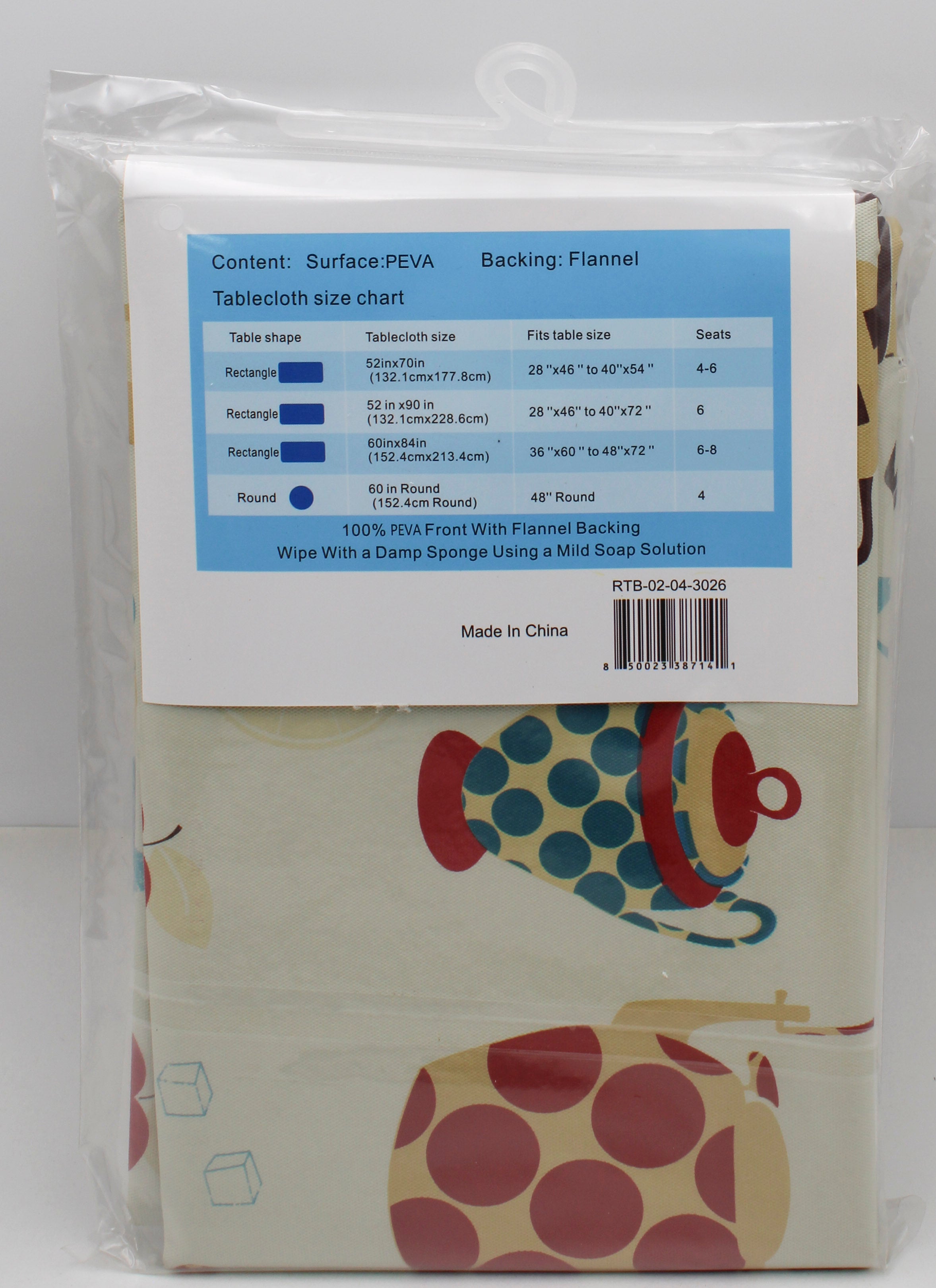 52x70" PRINTED VINYL TABLECLOTH