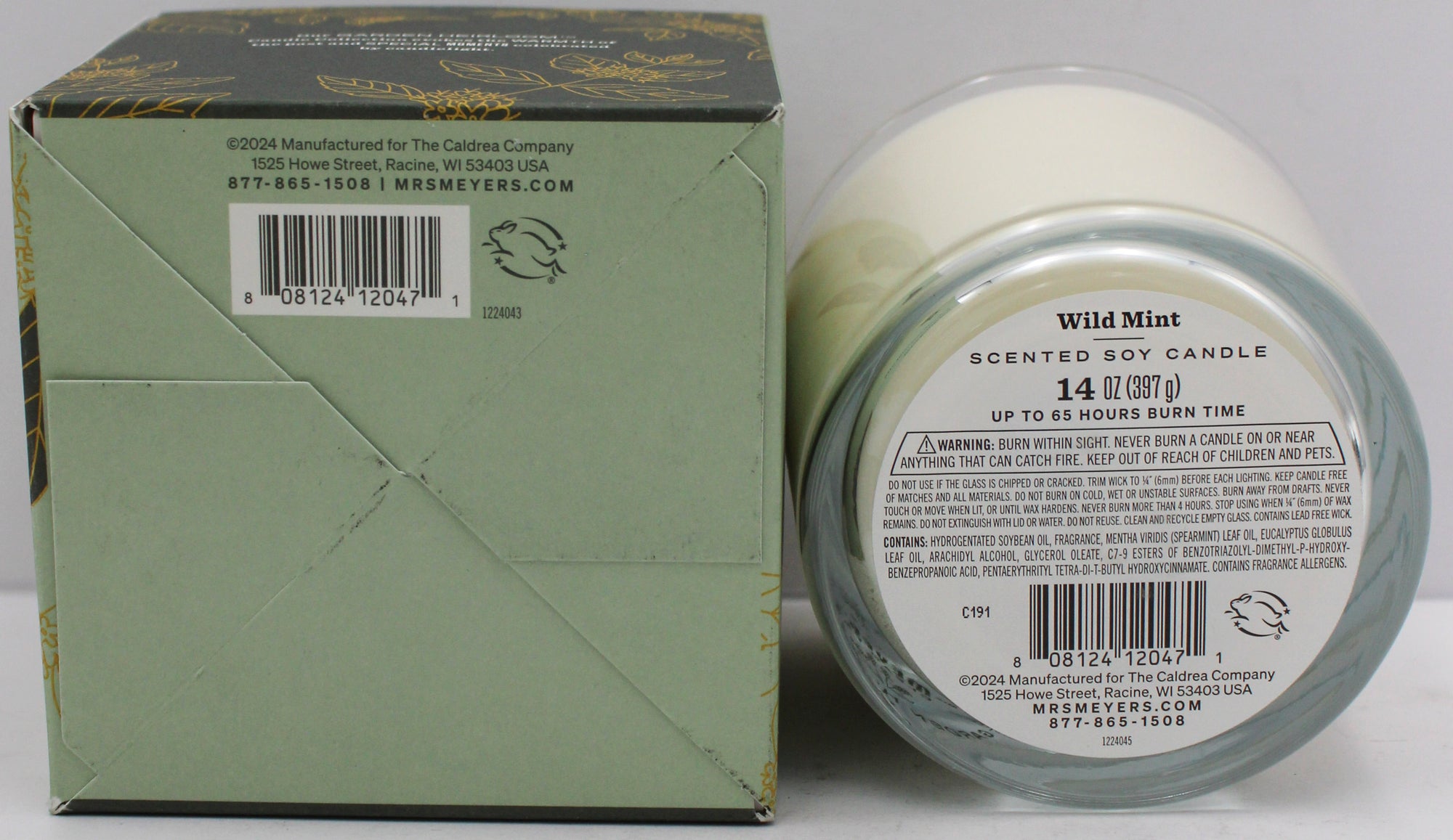 MRS MEYERS PREMIUM CANDLE WILD MINT 14oz US