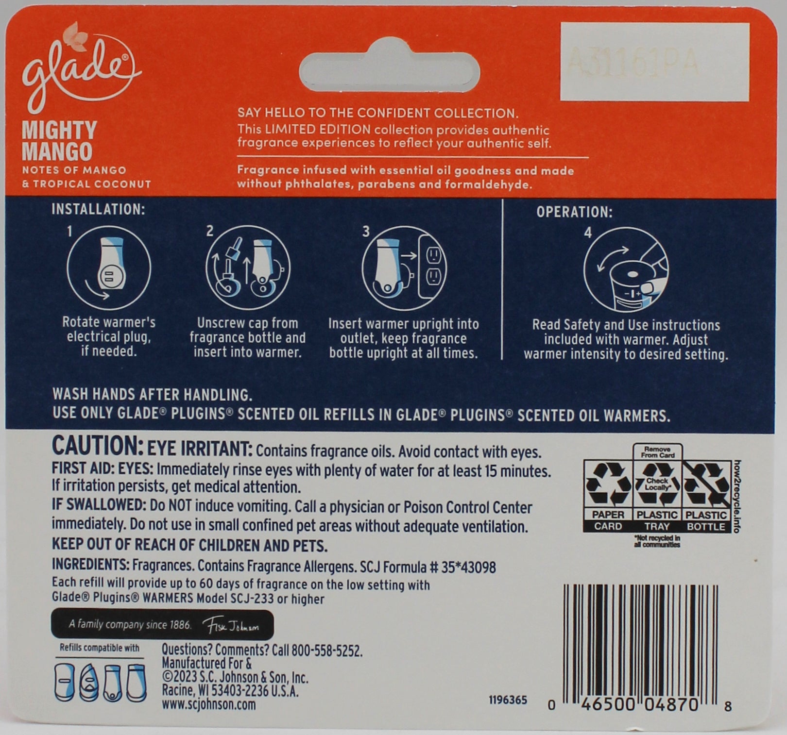 GLADE PLUGINS SCENTED OIL MIGHTY MANGO 5ct 0.67floz US