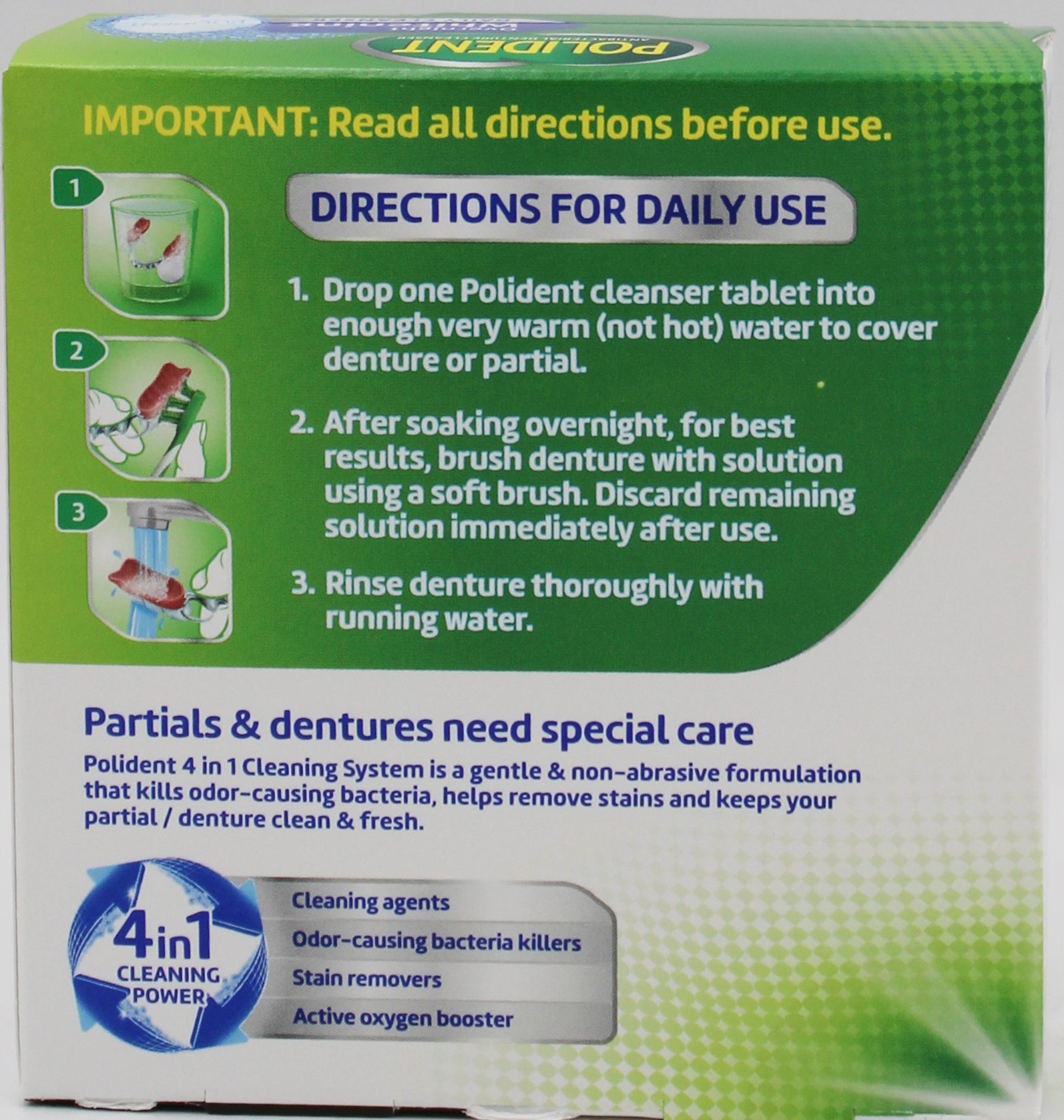 POLIDENT OVERNIGHT WHITENING DAILY CLEANSER 28CT EXP 02/28/2026 P66T NI