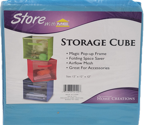 HOME CREATIONS STORAGE CUBE 12x12x12x LIGHT BLUE