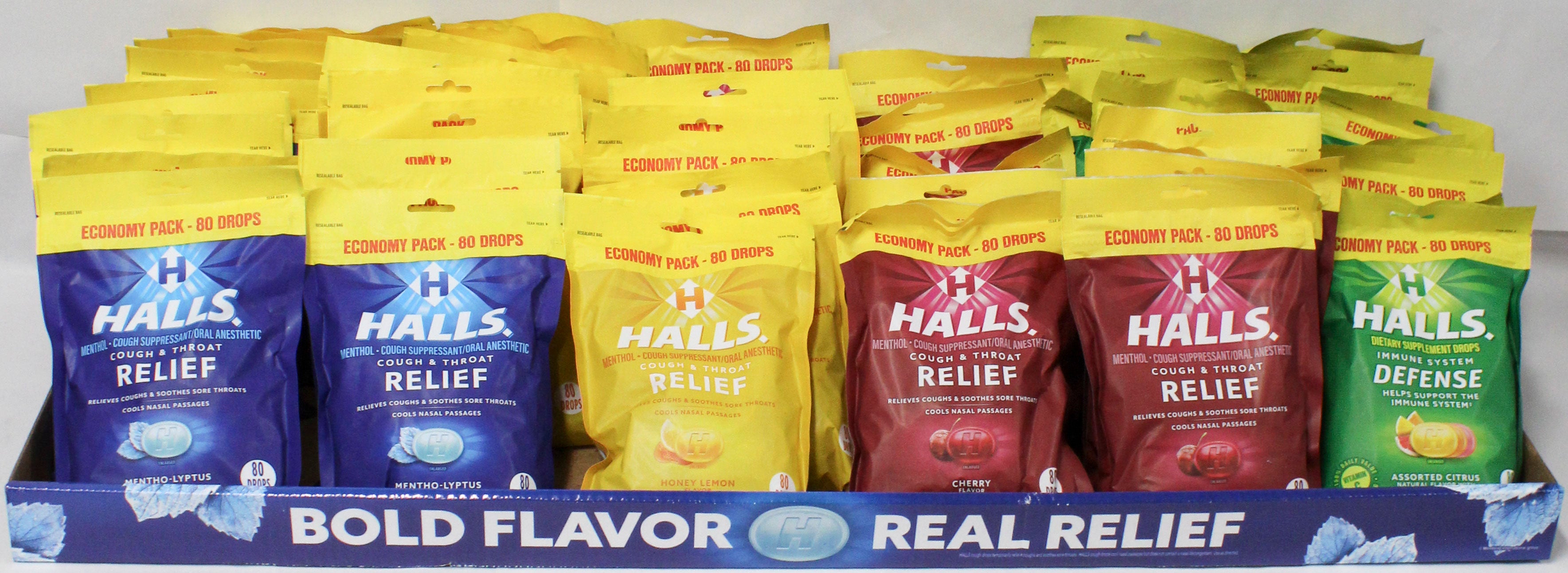 HALLS COUGH DROPS 80ct ASSORTED PDQ EXP 11/30/26