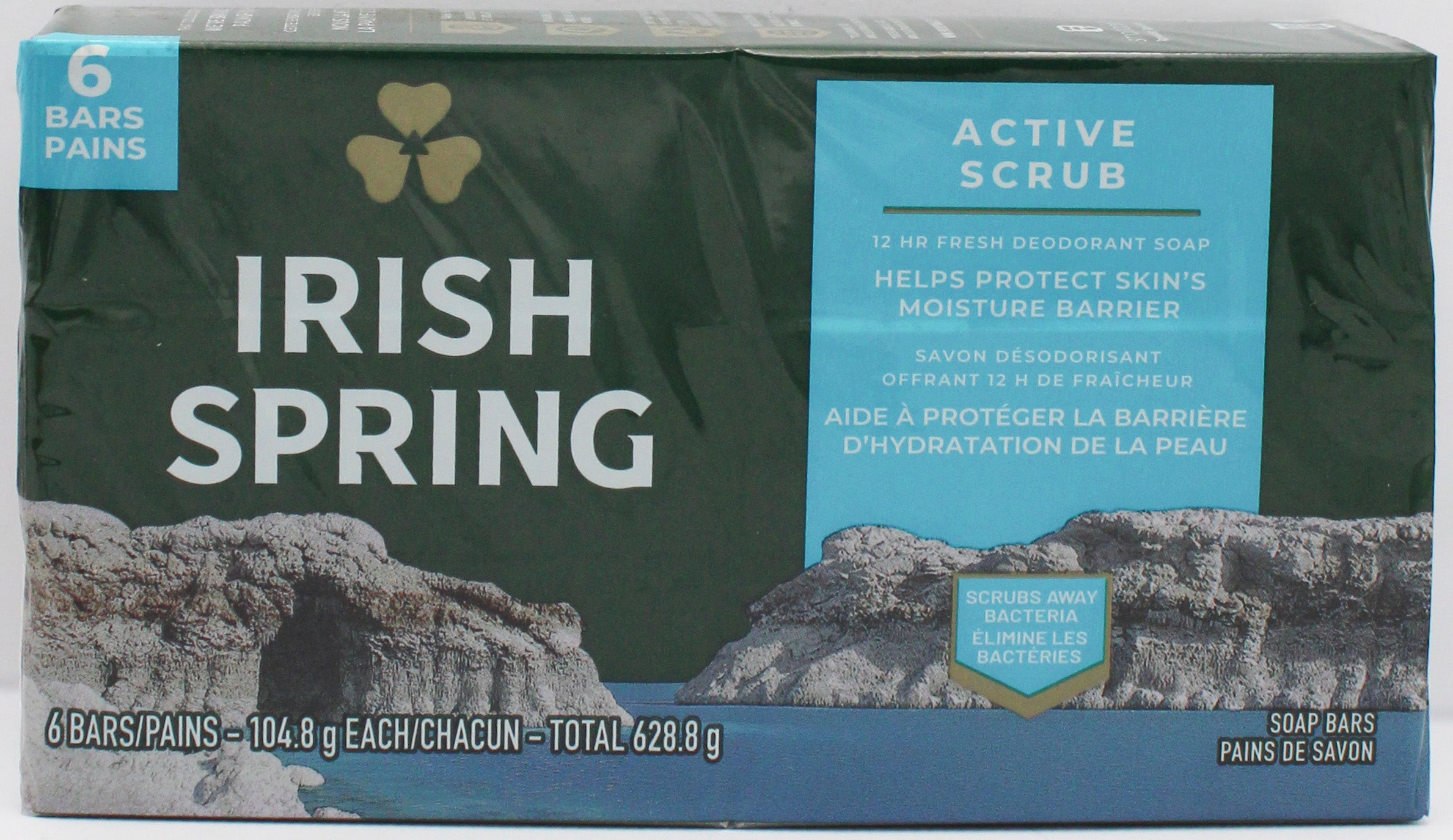 IRISH SPRING ACTIVE SCRUB 3.7Z 6 BARS NI
