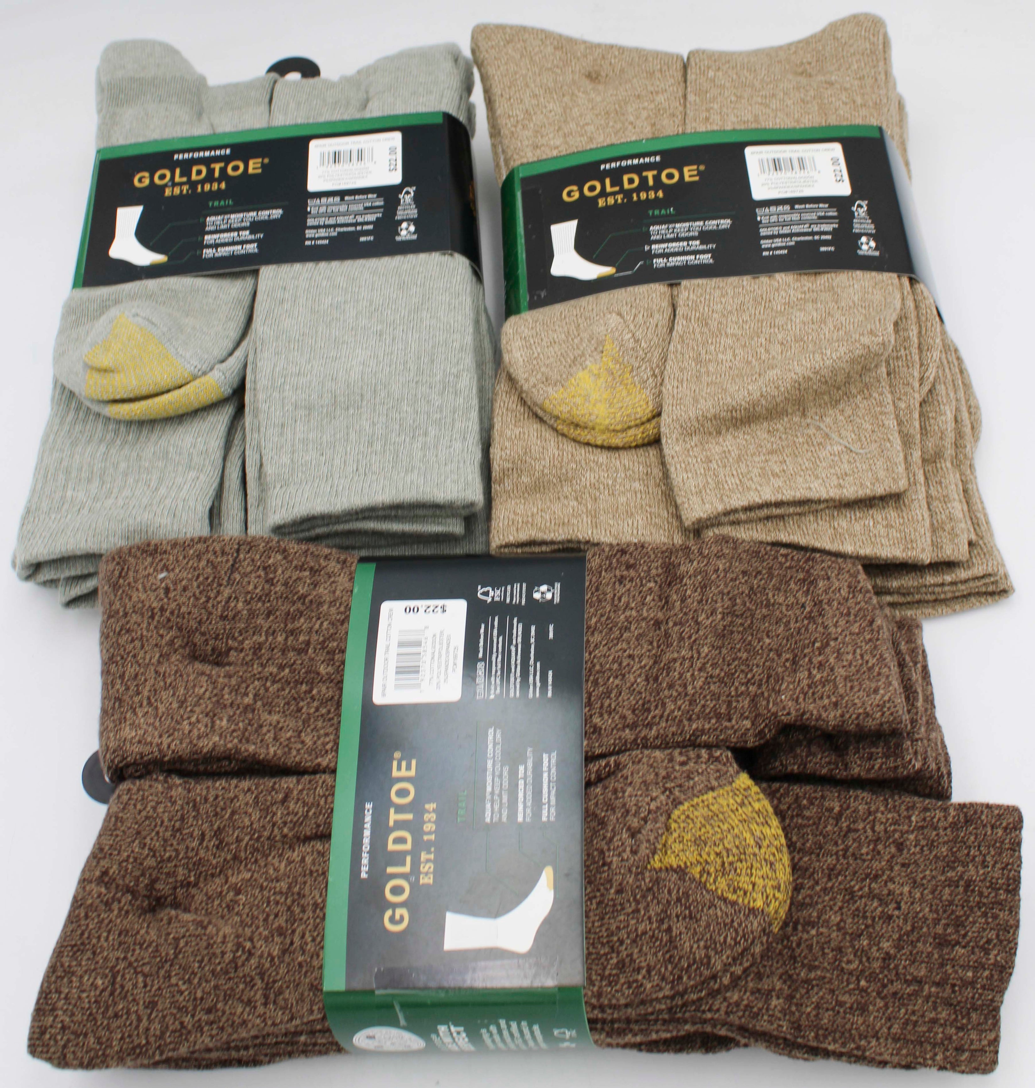 GOLDTOE 6PK CREW SOCKS MIX  PP$22.00 SZ 6-12 NI