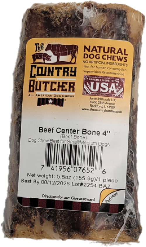 THE COUNTRY BUTCHER NATURAL DOG CHEWS CENTER BONE 4" 1CT 5.5oz BB 12/2/26