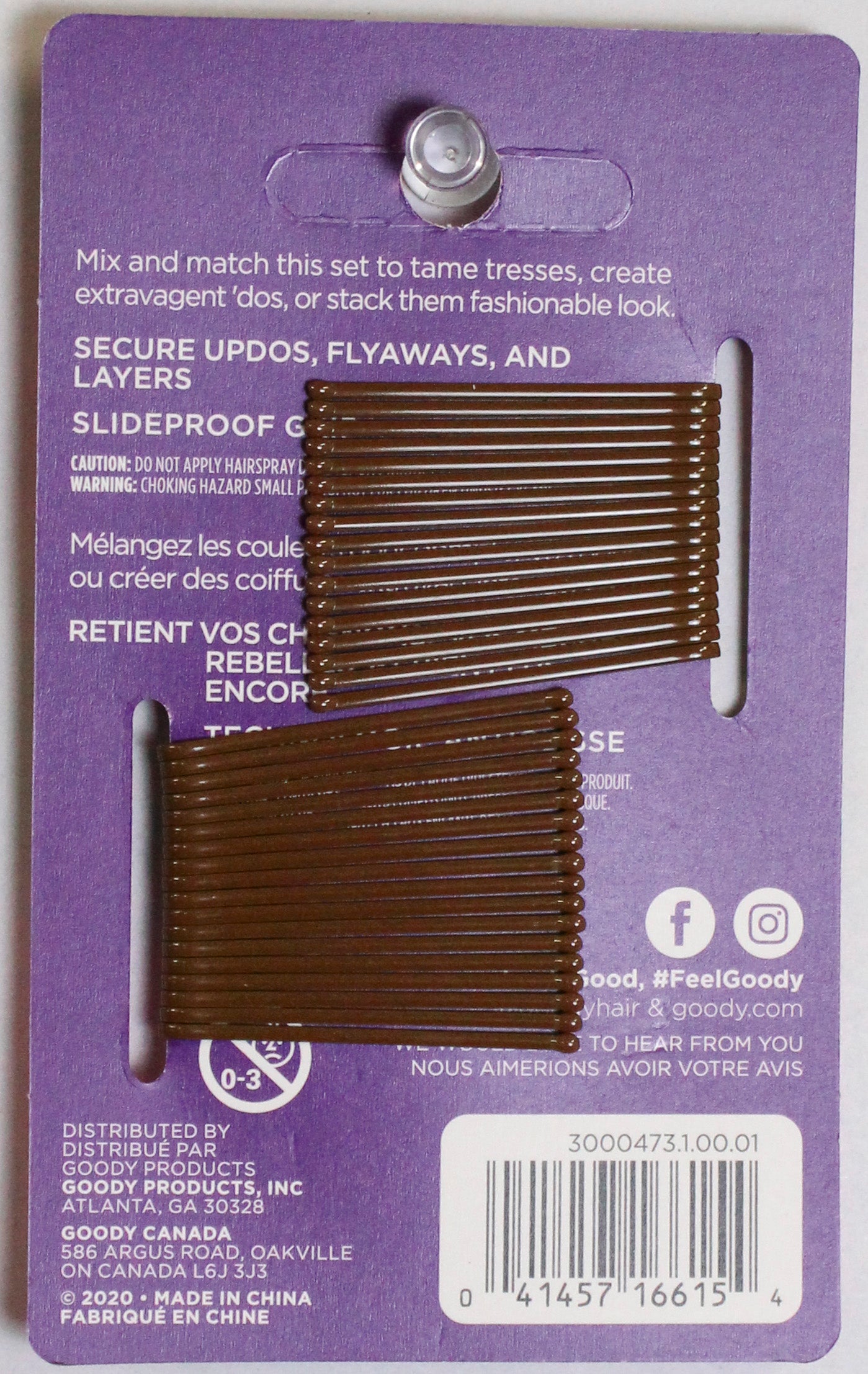 GOODY BOBBY PINS BASIC MINI BROWN 35ct NI