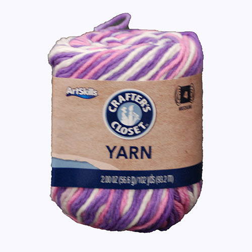 ARTSKILLS YARN TRI COLOR WHITE/PURPLE/PINK  102YRDS 2OZ 4MED