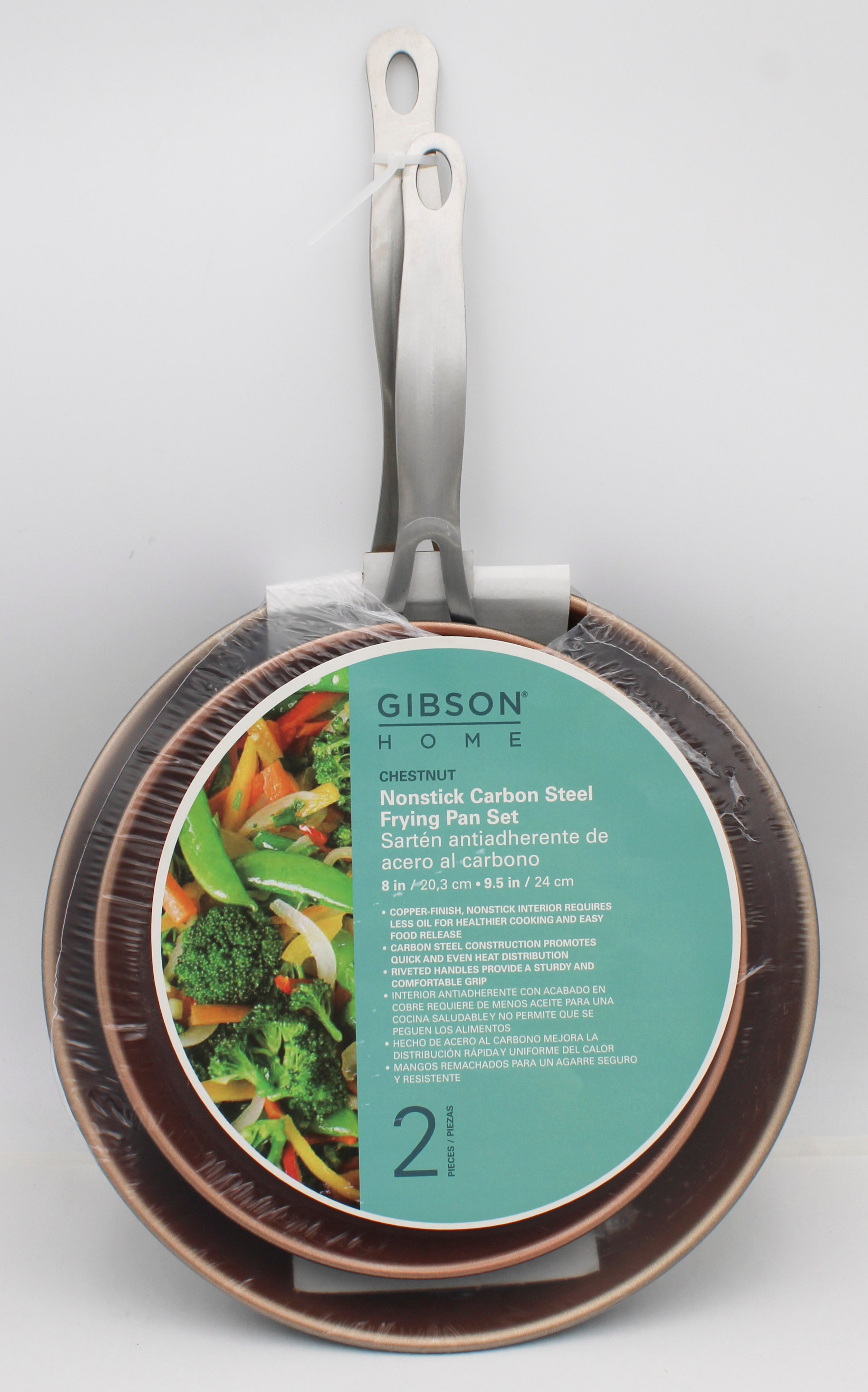 GIBSON HOME NON-STICK FRYING PAN 2pc SET 9.5in & 8in NI