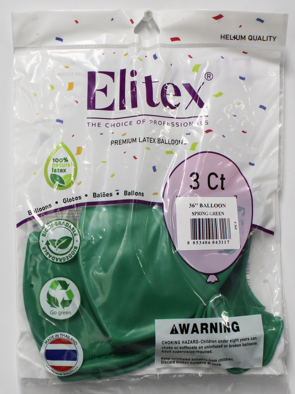 ELITEX 36" SPRING GREEN ROUND BALLOON, 3 PACK