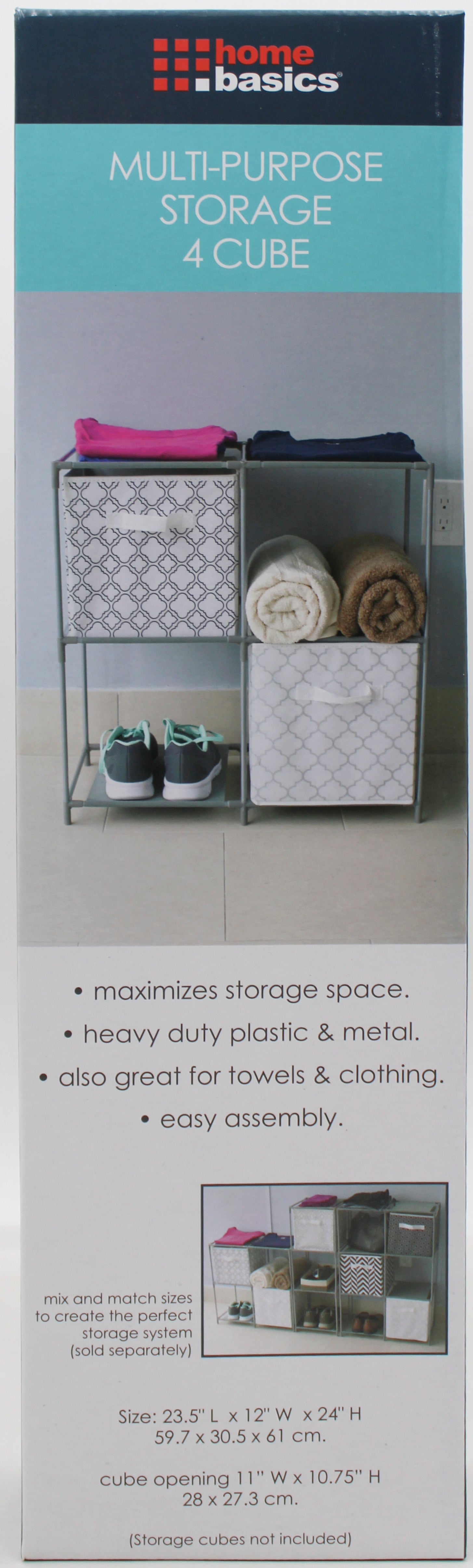 Multipurpose 4-Cube Storage System Grey