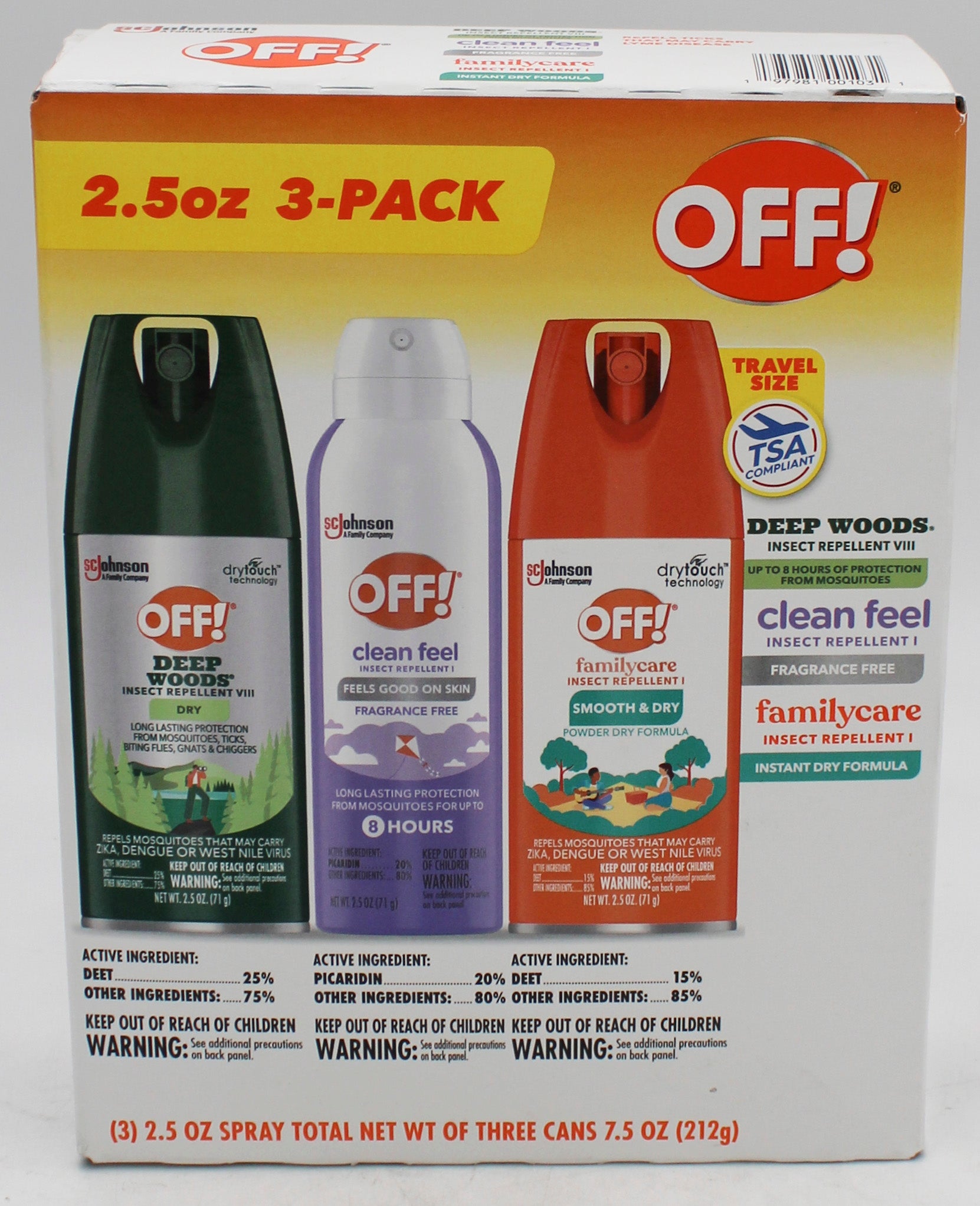 SP PEST2025 OFF CLEAN FEEL/DEEP WOODS/FAMILY CARE 3CT 2.5oz PRISTINE