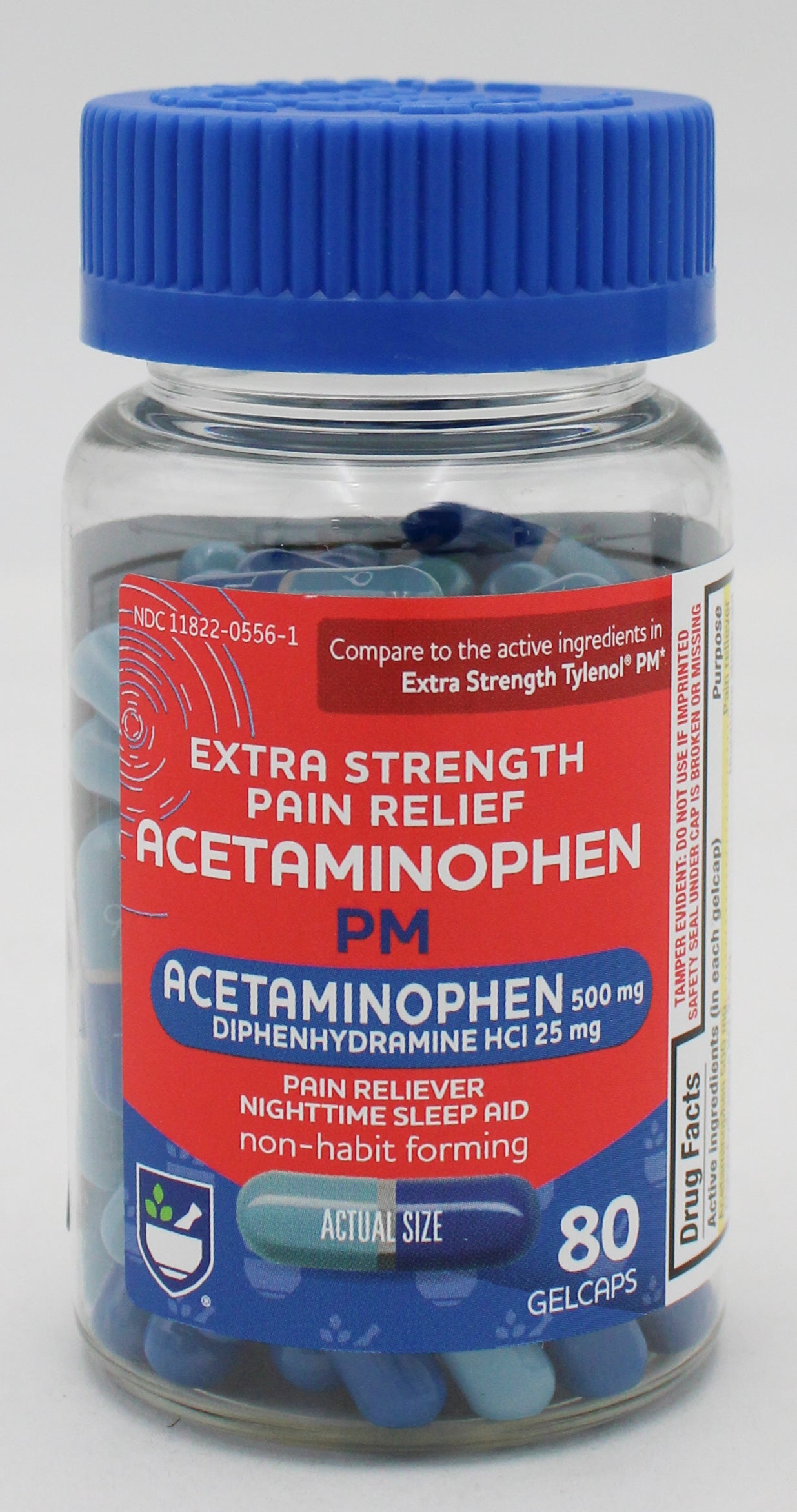RITE AID PAIN RELIEF ACETAMINOPHEN PM EXTRA STRENGTH RAPID RELEASE GELCAPS 80ct EXP 11/15/2027