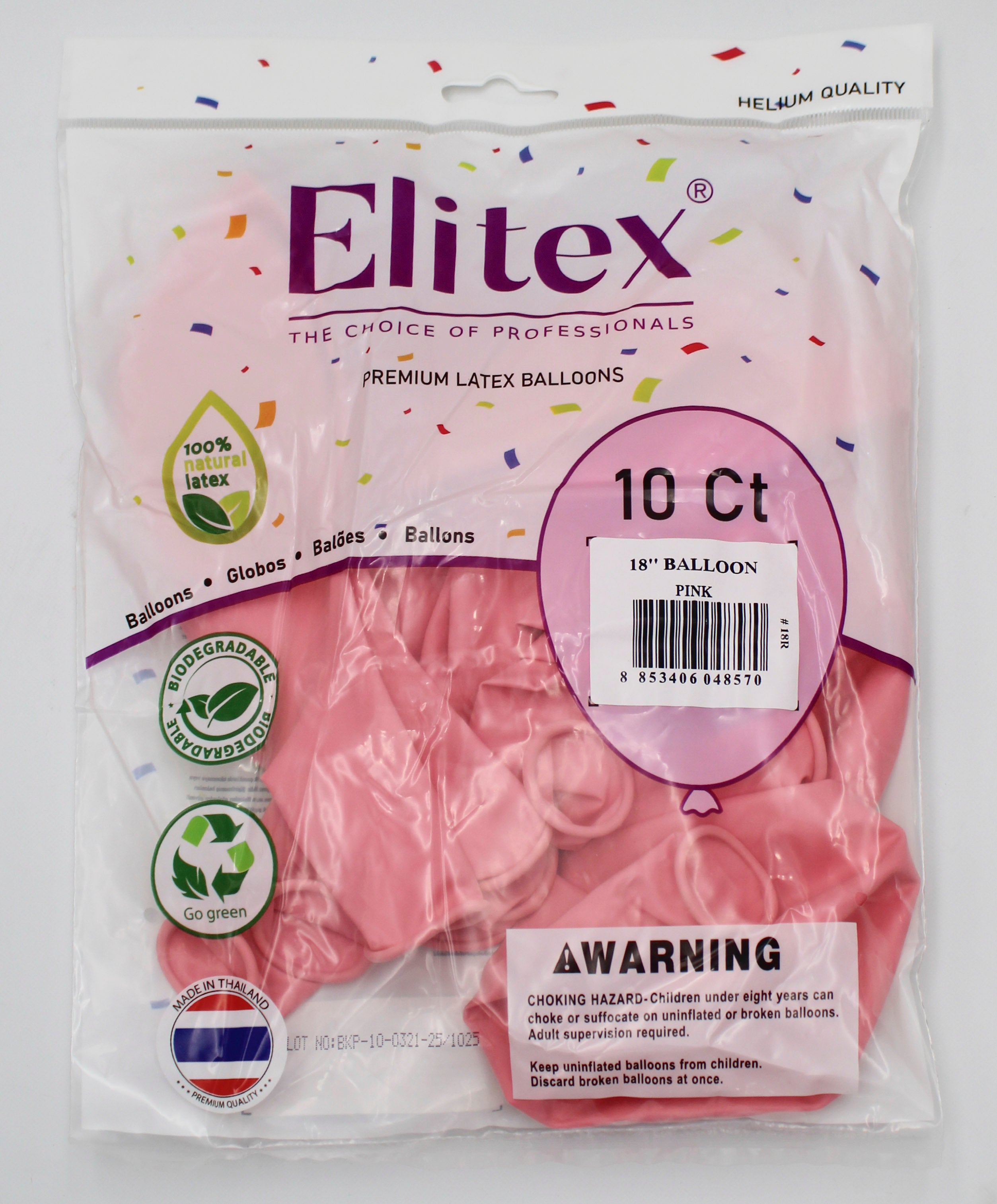 ELITEX 18" PINK ROUND BALLOON, 10 PACK