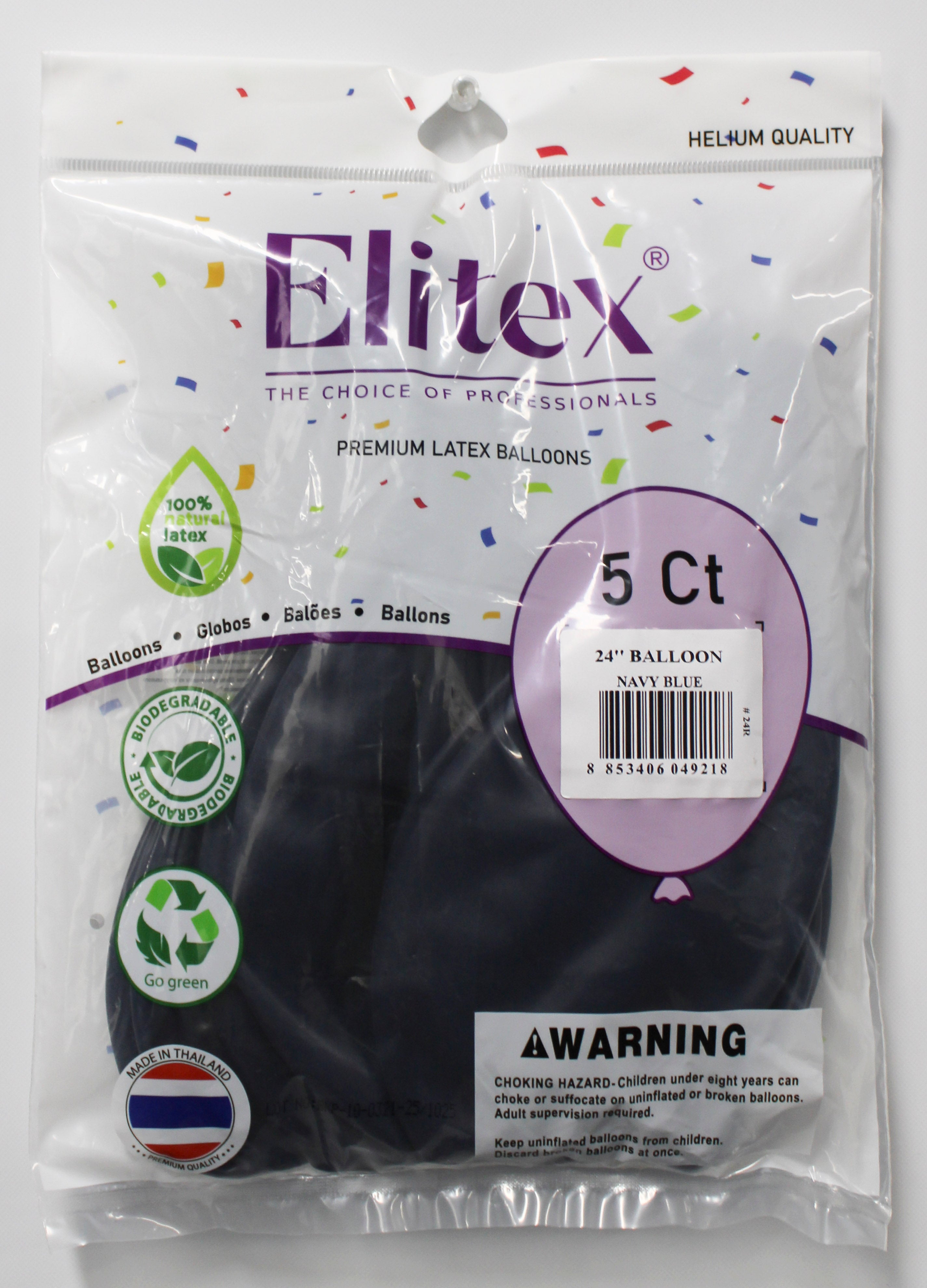 ELITEX 24" NAVY BLUE ROUND BALLOON, 5 PACK