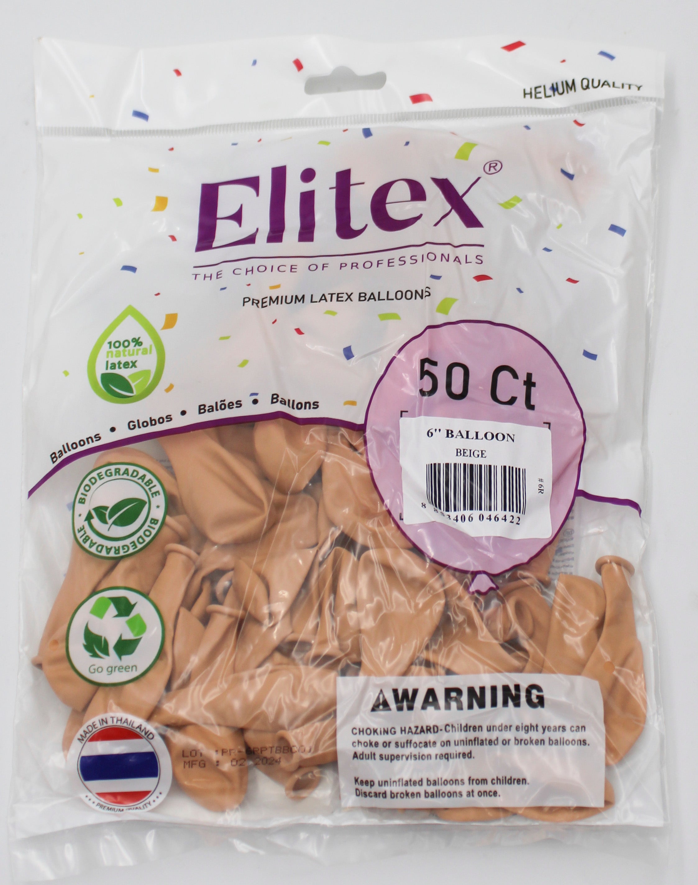 ELITEX 6" PASTEL BEIGE ROUND BALLOON, 50 PACK
