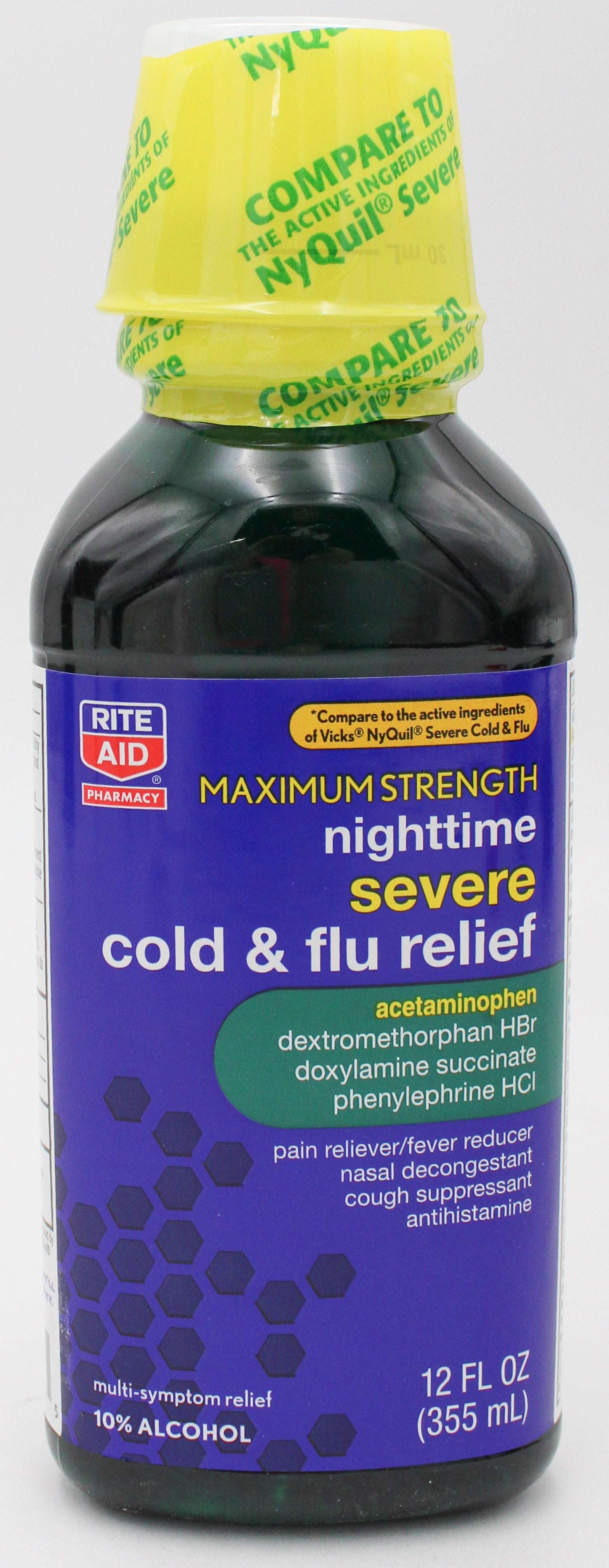 RITE AID NIGHTTIME SEVERE COLD & FLU RELIEF MAXIMUM STRENGTH 12oz EXP 12/31/2026 COMPARES TO NyQuil